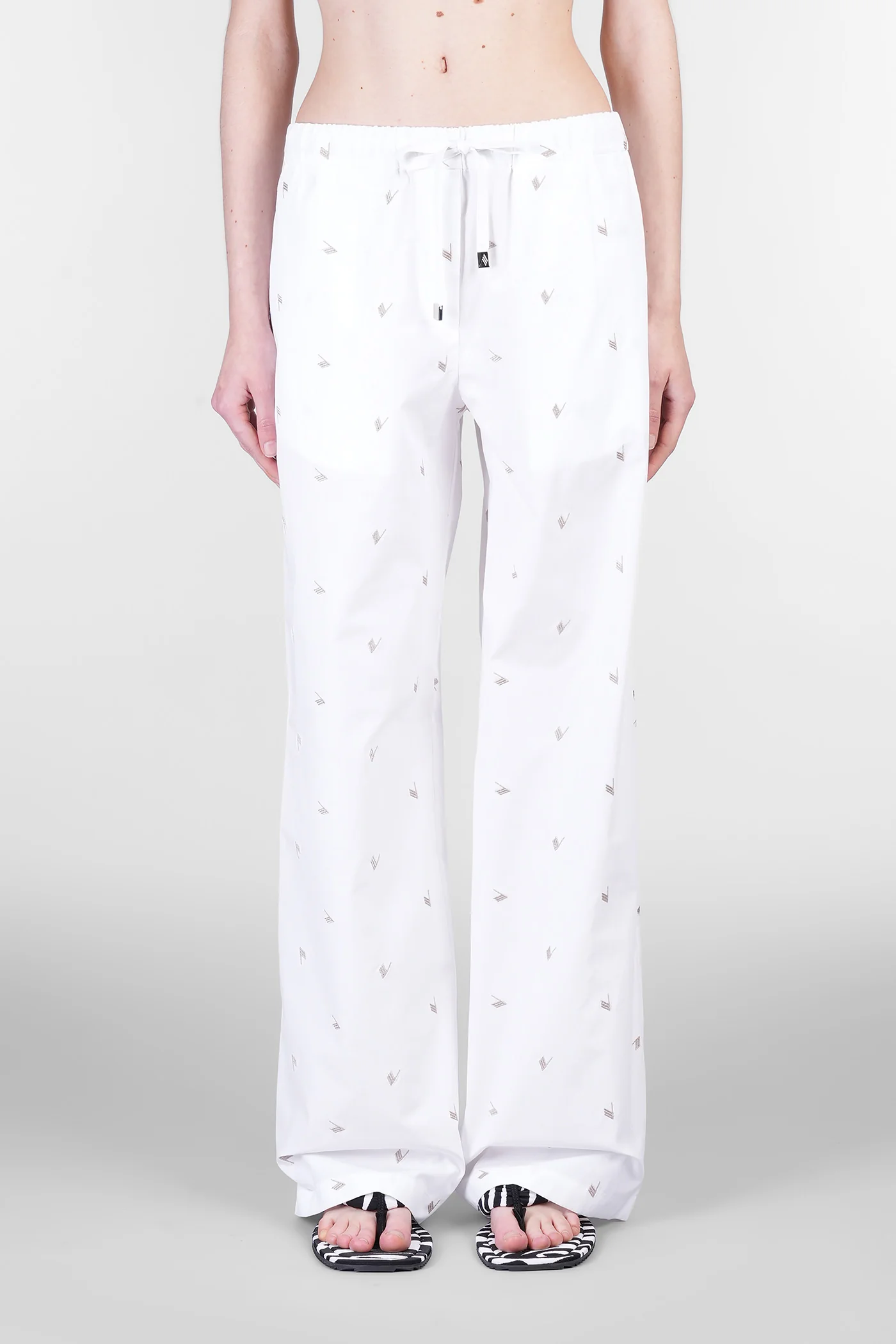 Pants in white cotton