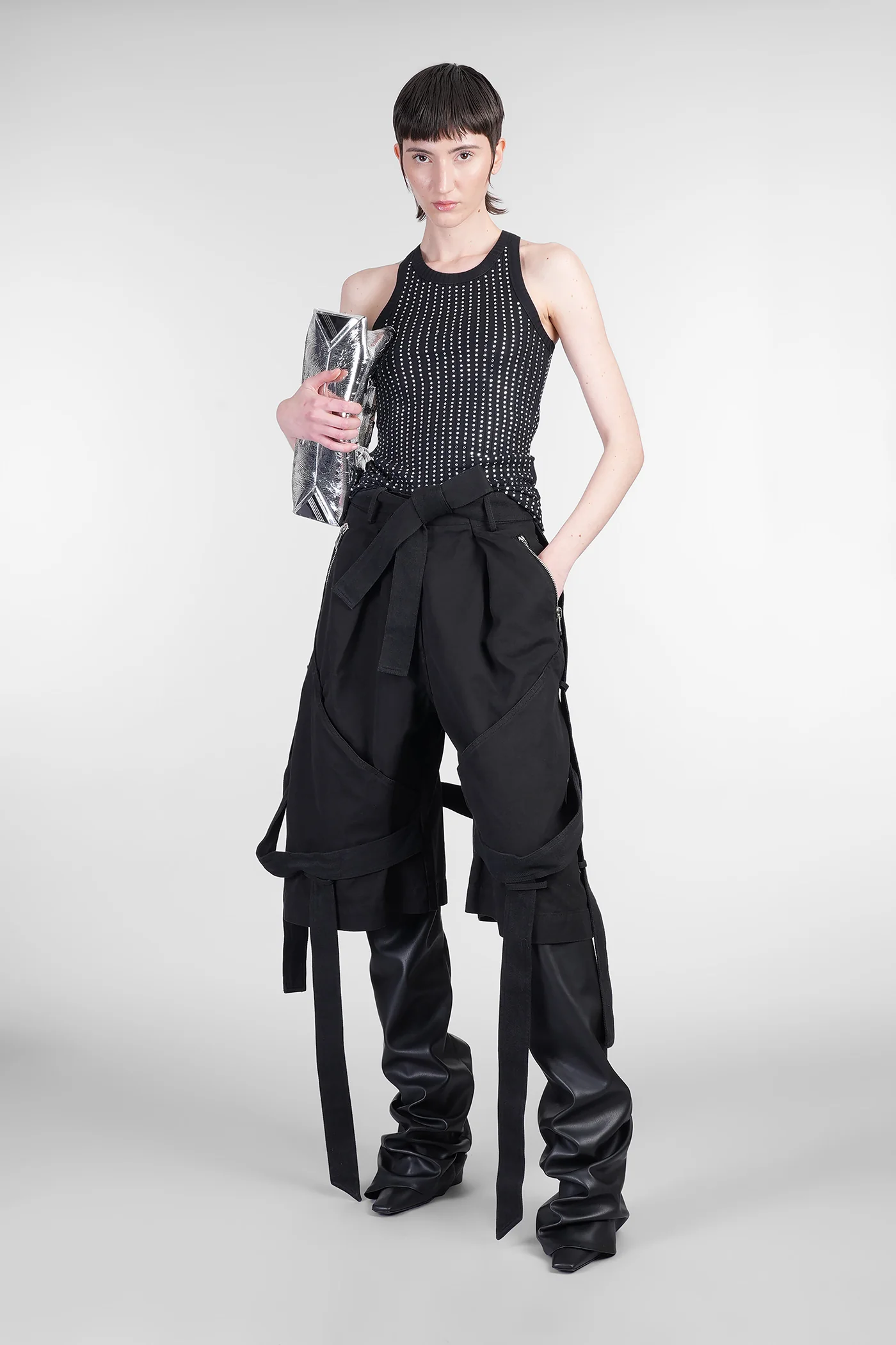 Shorts in black cotton - Image 2