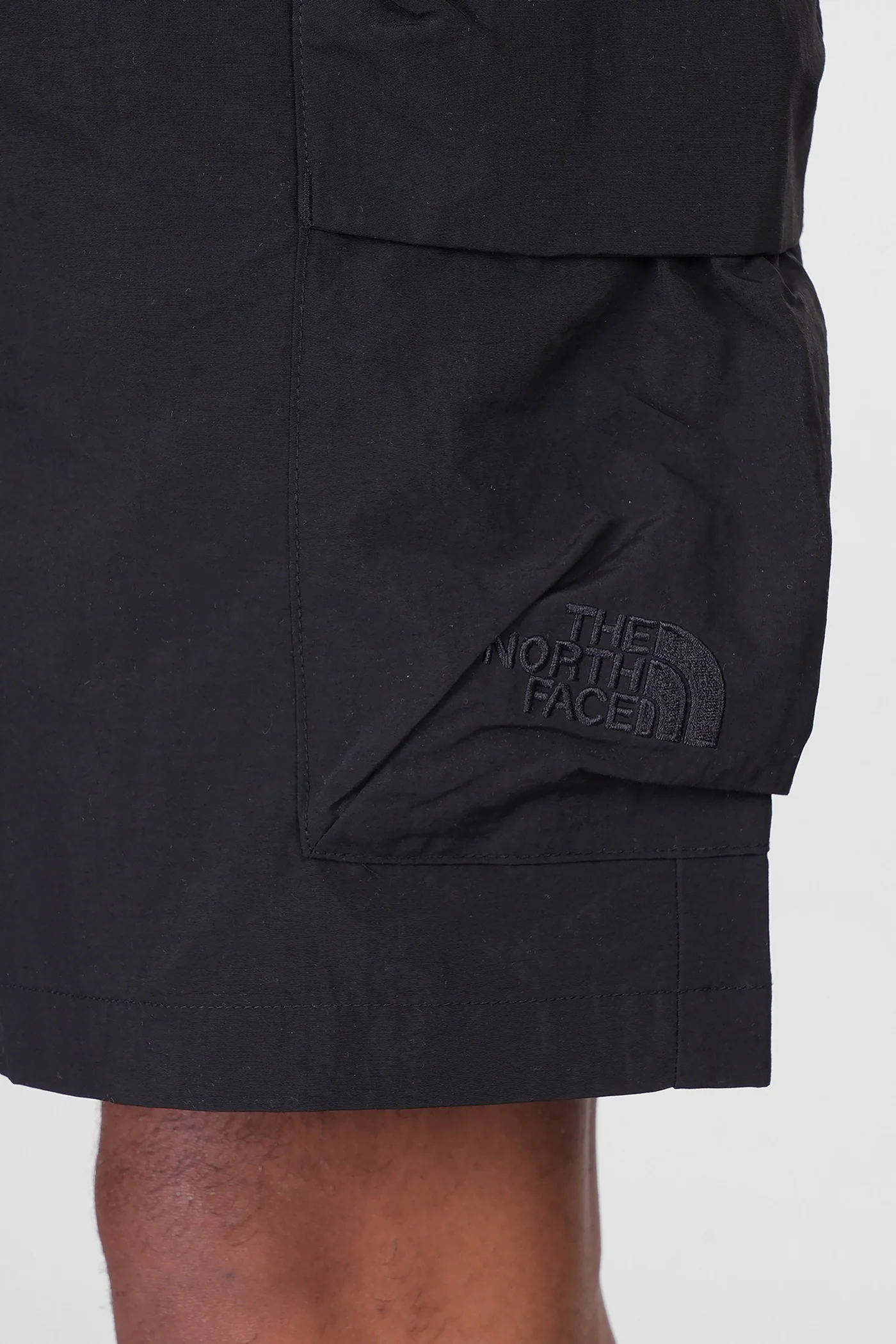 Cargo Pocket Short Shorts in black nylon - Image 5
