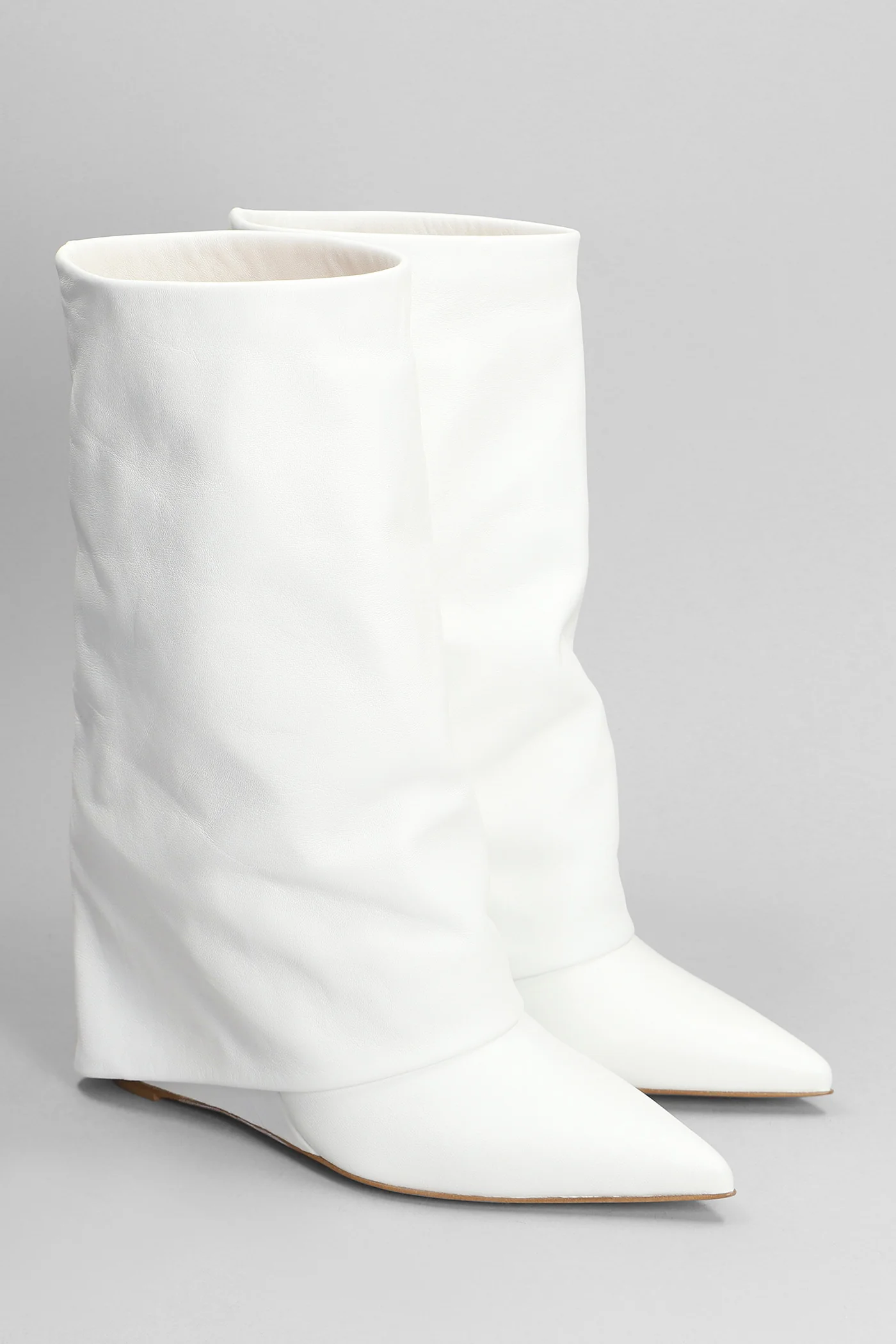 Ankle boots inside wedge in white leather - Image 2