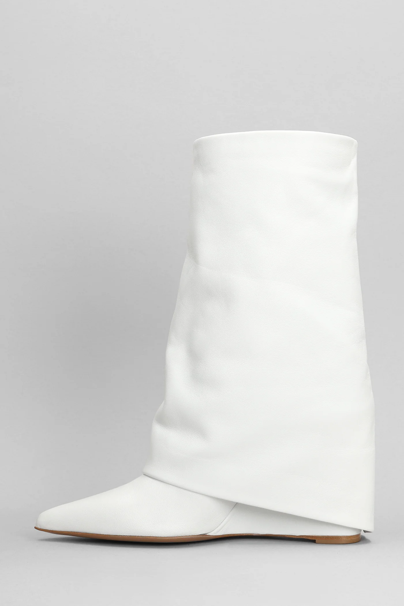 Ankle boots inside wedge in white leather - Image 3