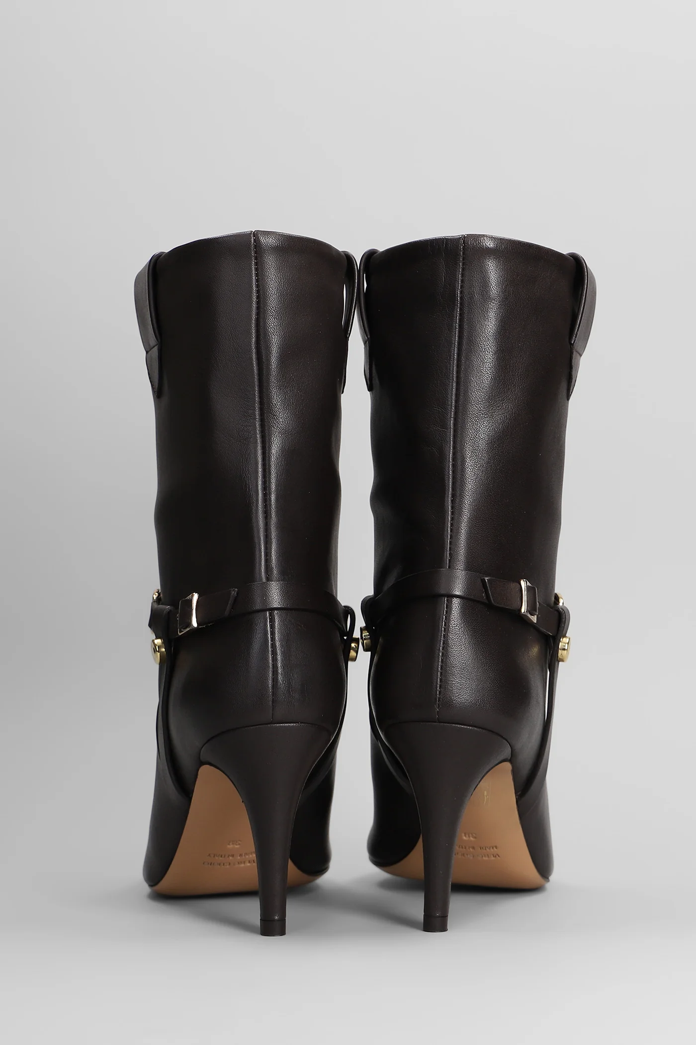 High heels Ankle boots in dark brown leather - Image 4