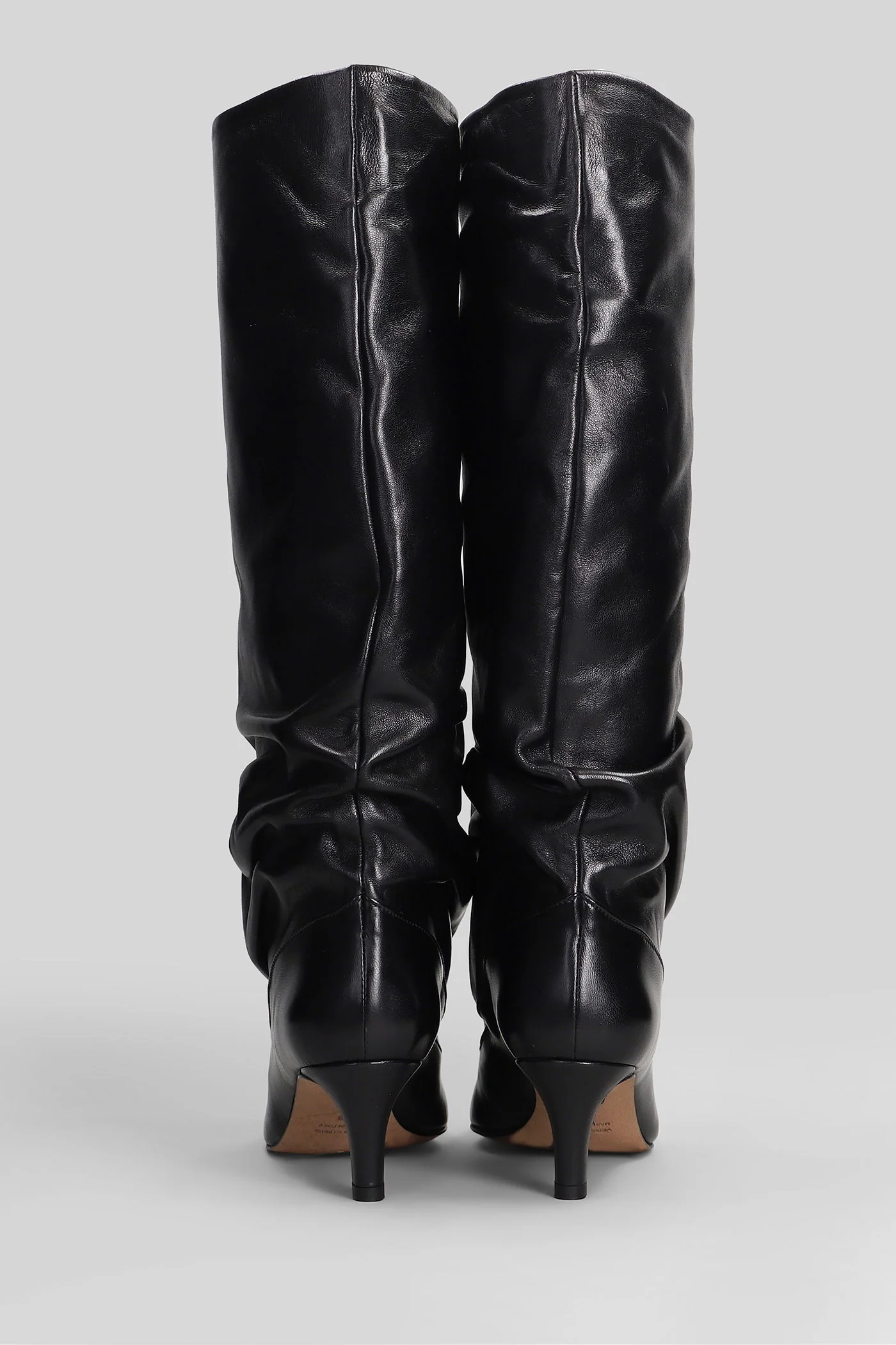 High heels boots in black leather - Image 4