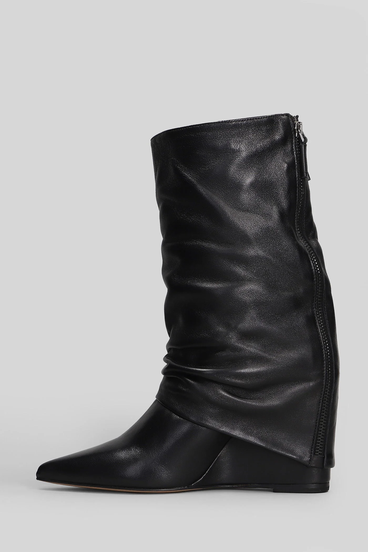 High heels boots in black leather - Image 3