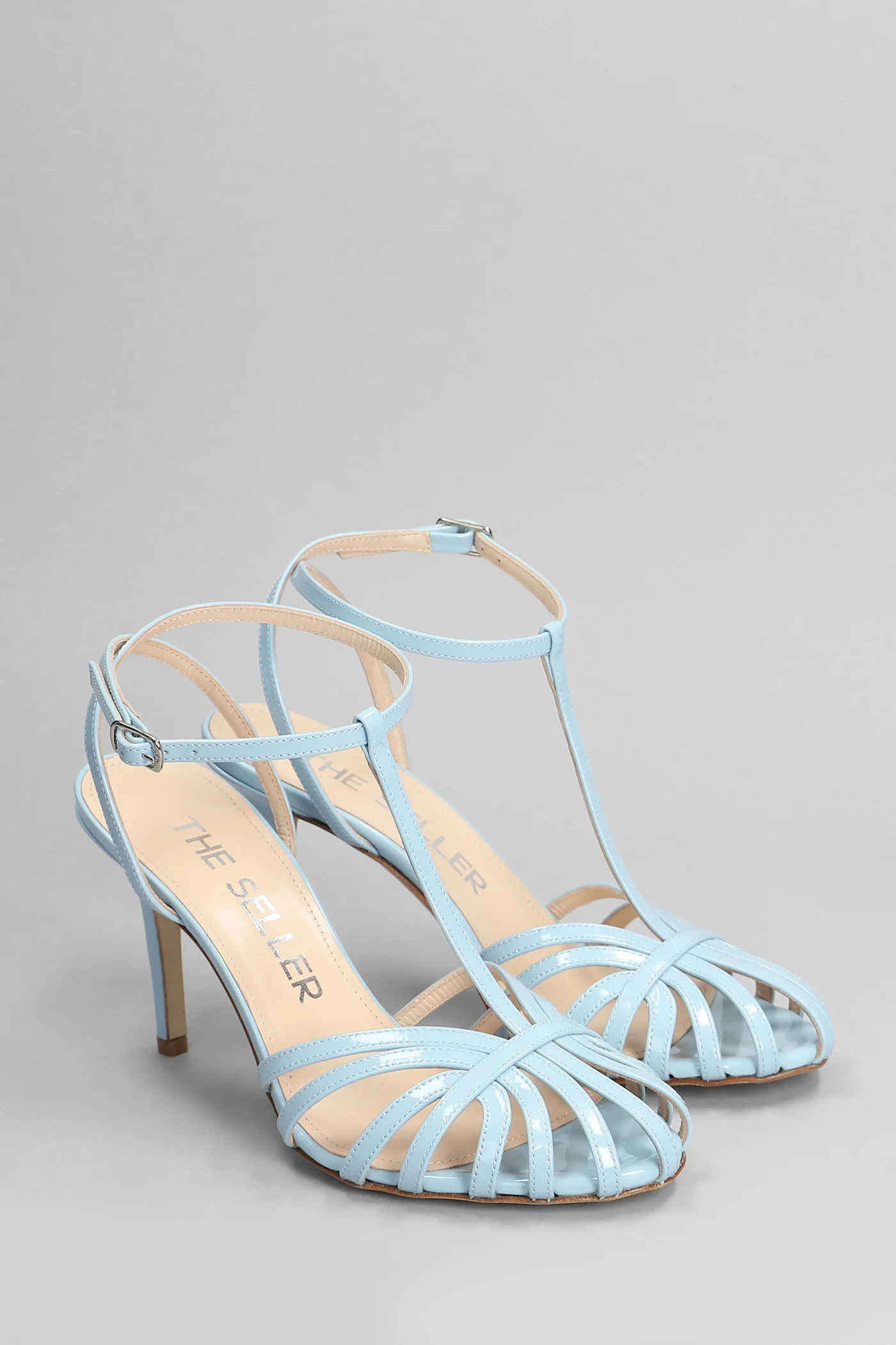Sandals in cyan patent leather - Image 2