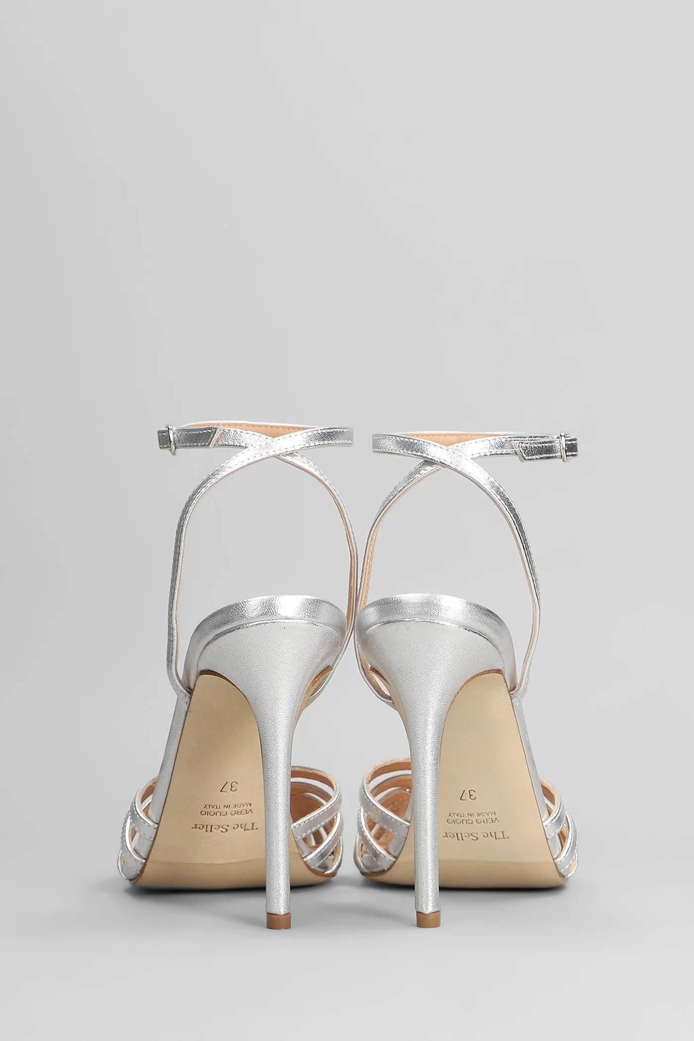 Sandals in silver leather - Image 4