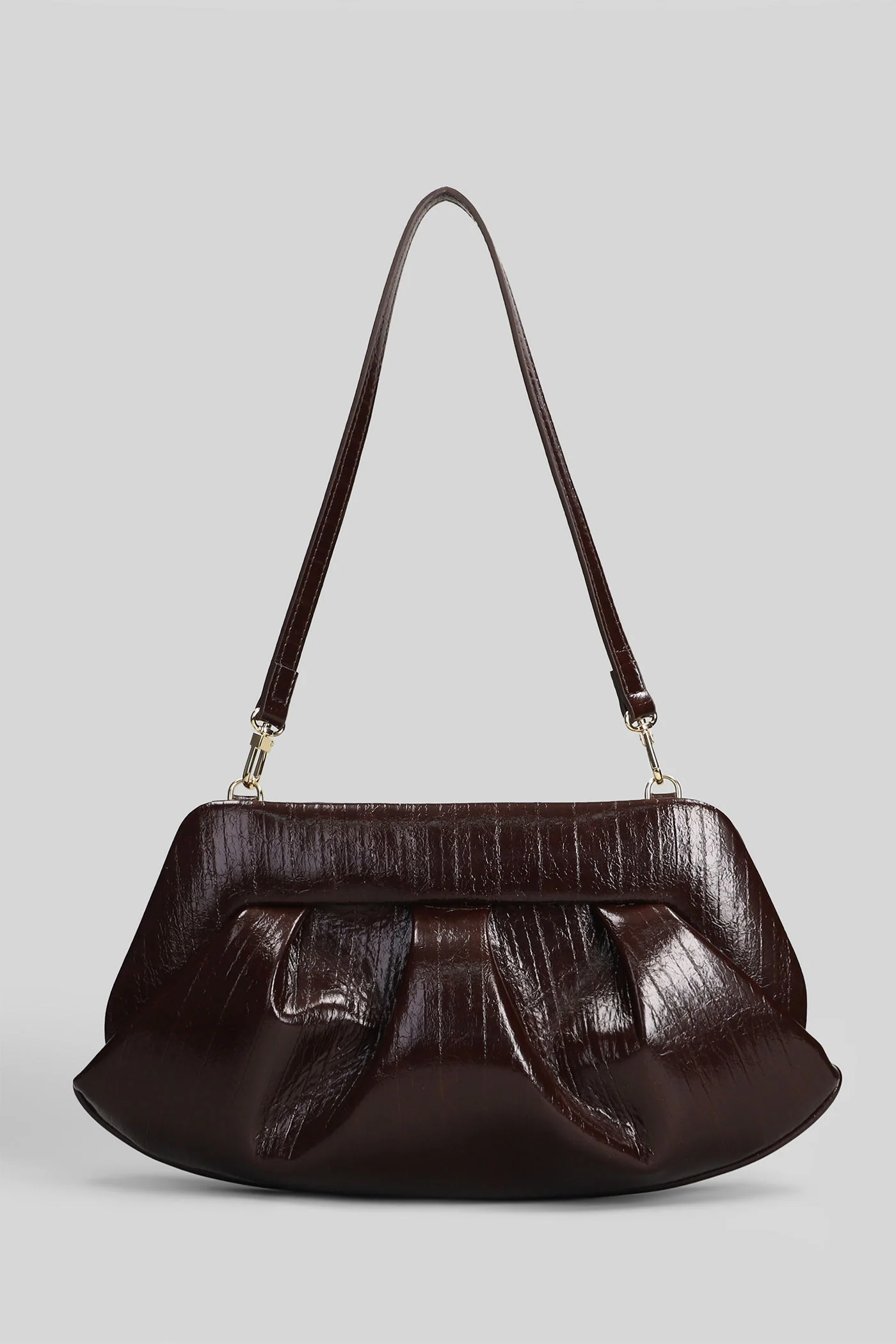 Bios Baguette Rigato Clutch in brown faux leather - Image 3
