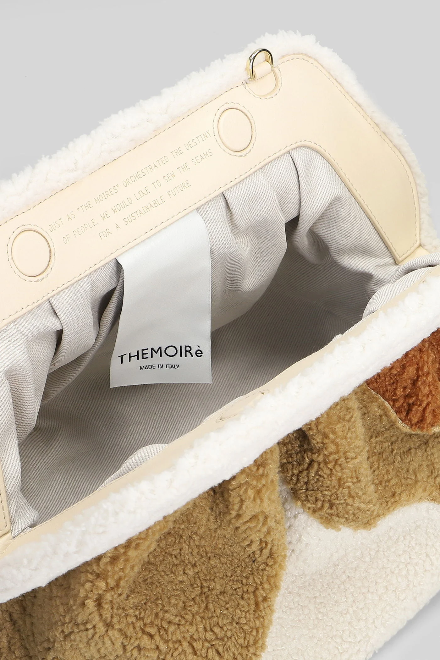 Bios Shearling Patch Clutch in white wool - Image 4