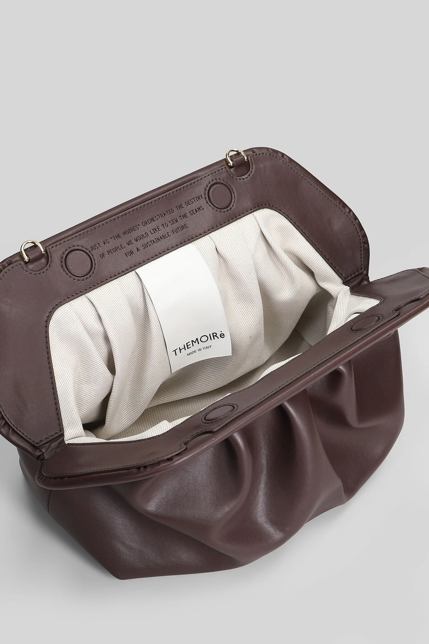 Bios Vegan Fabric Clutch in brown faux leather - Image 4
