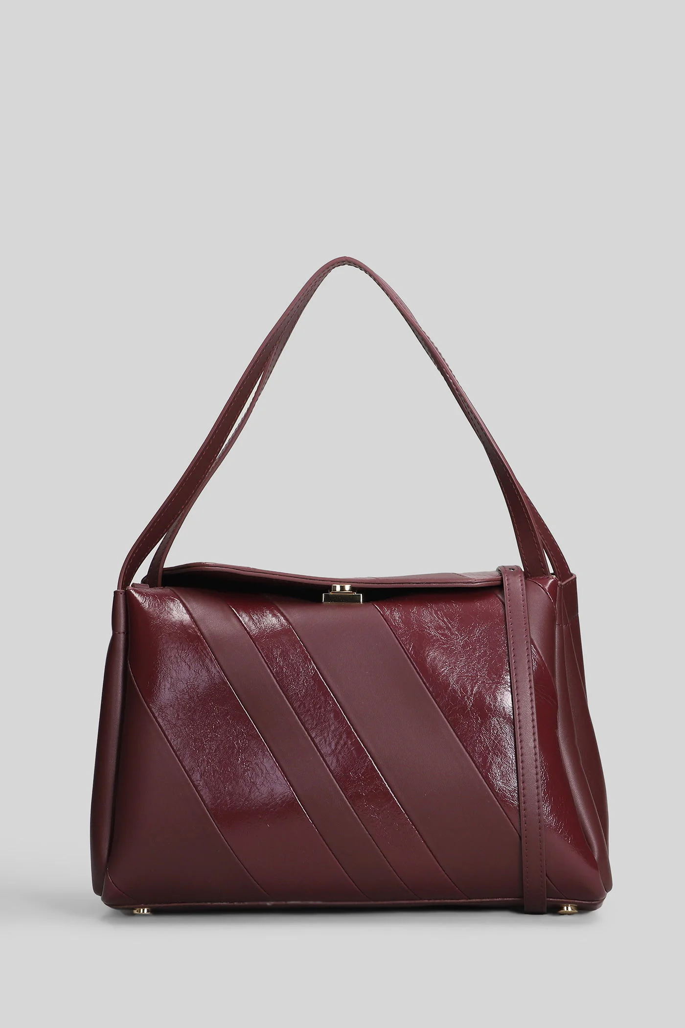 Eudora Stripes Shoulder bag in bordeaux faux leather