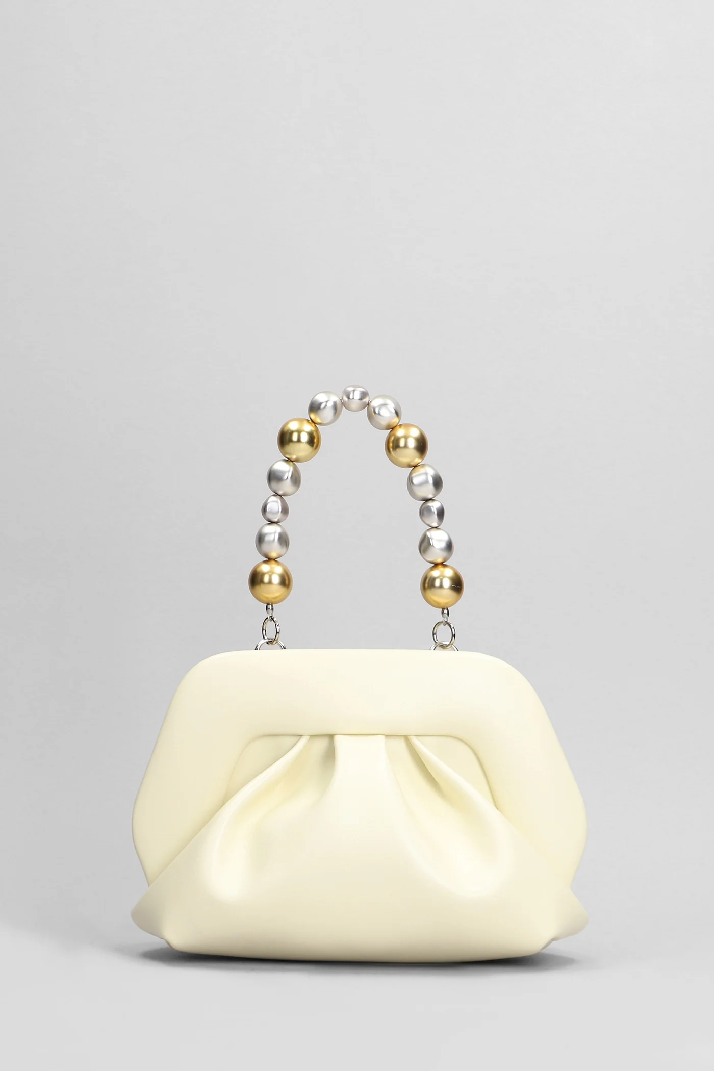 Gea Apple Beads Clutch in beige faux leather - Image 3
