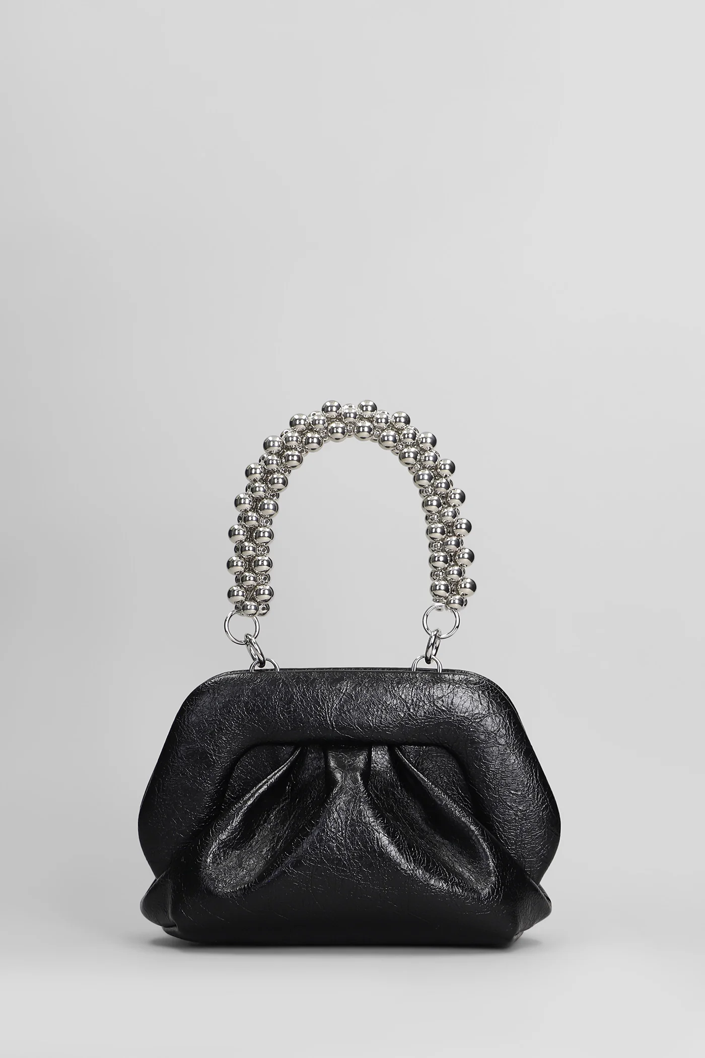 Gea Handle Beads Clutch in black faux leather - Image 3