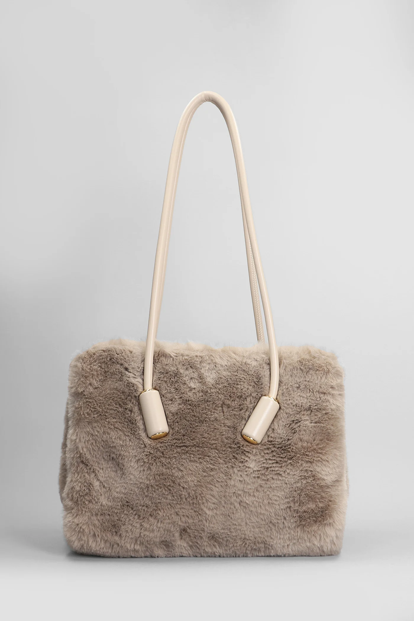 Leila Fur Shoulder bag in taupe polyester - Image 3