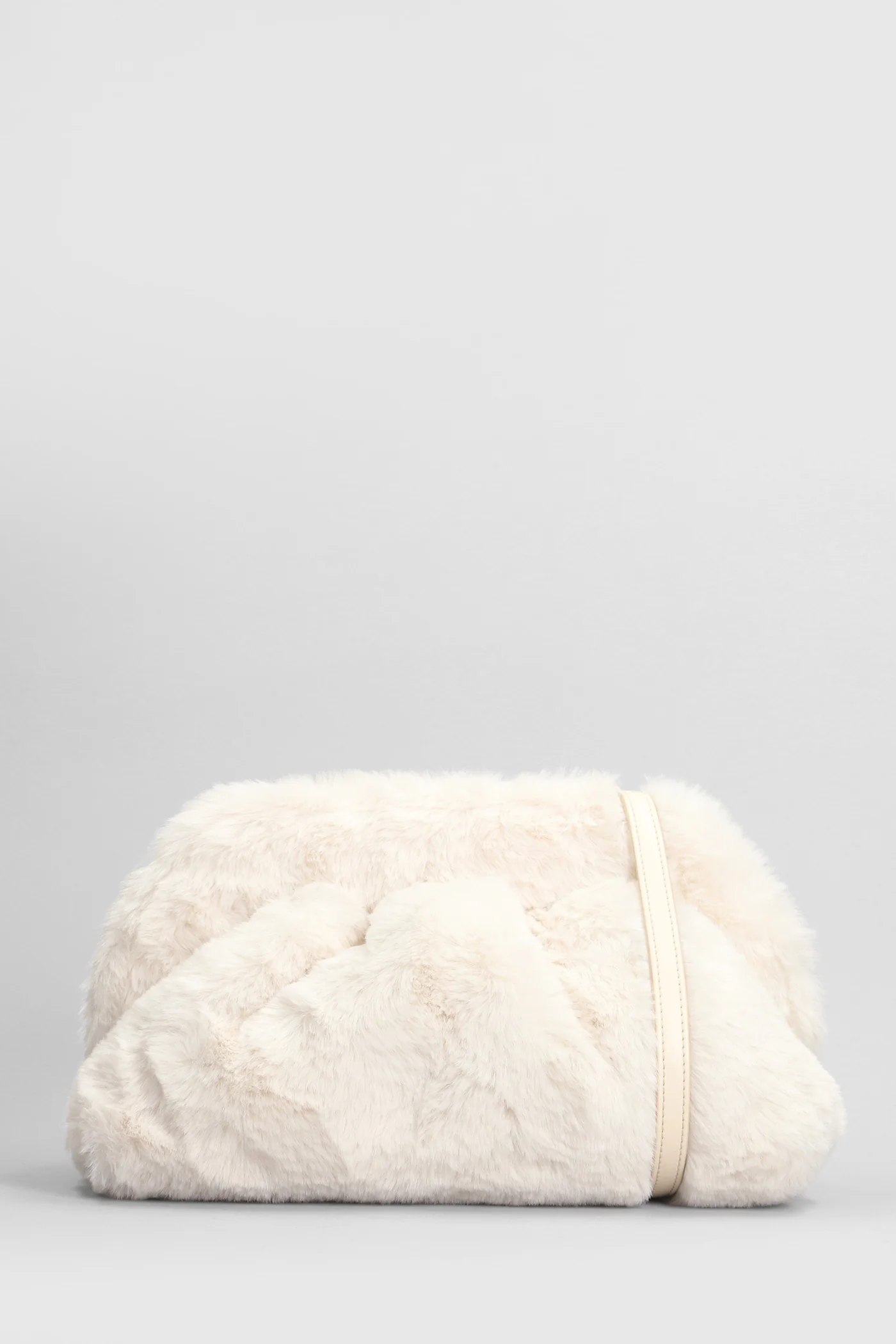 Tia Fur Clutch in beige polyester