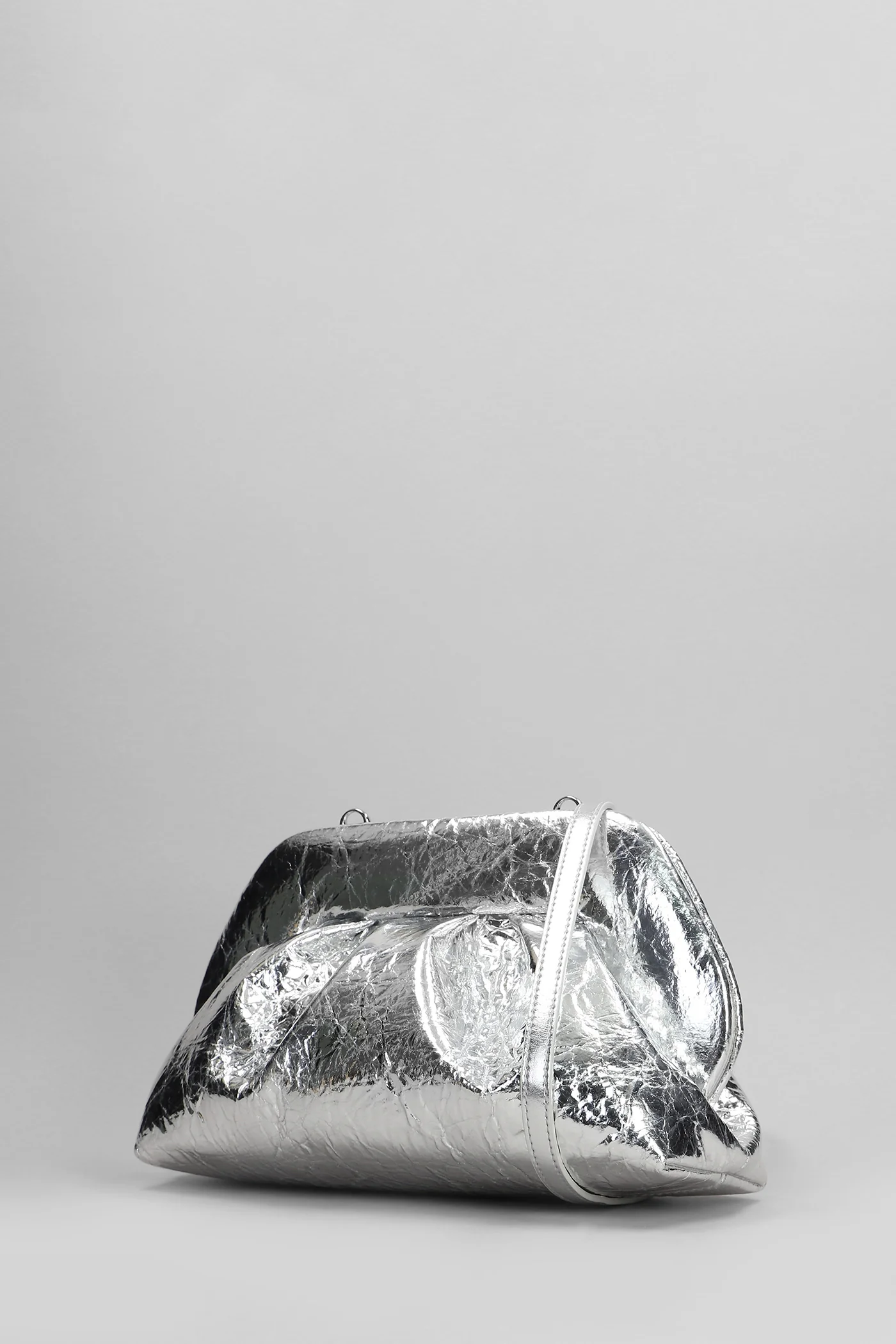 Tia Pineapple Fabric Clutch in silver faux leather - Image 2