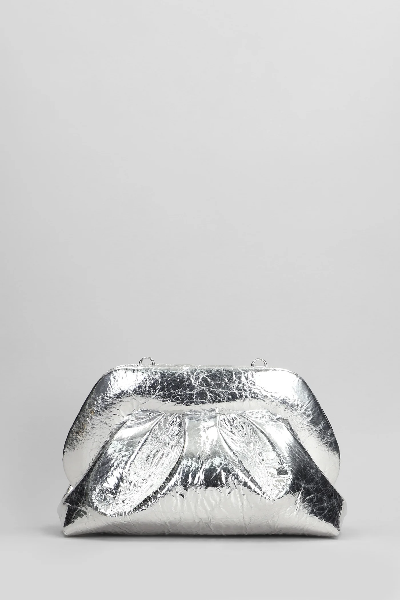 Tia Pineapple Fabric Clutch in silver faux leather - Image 3