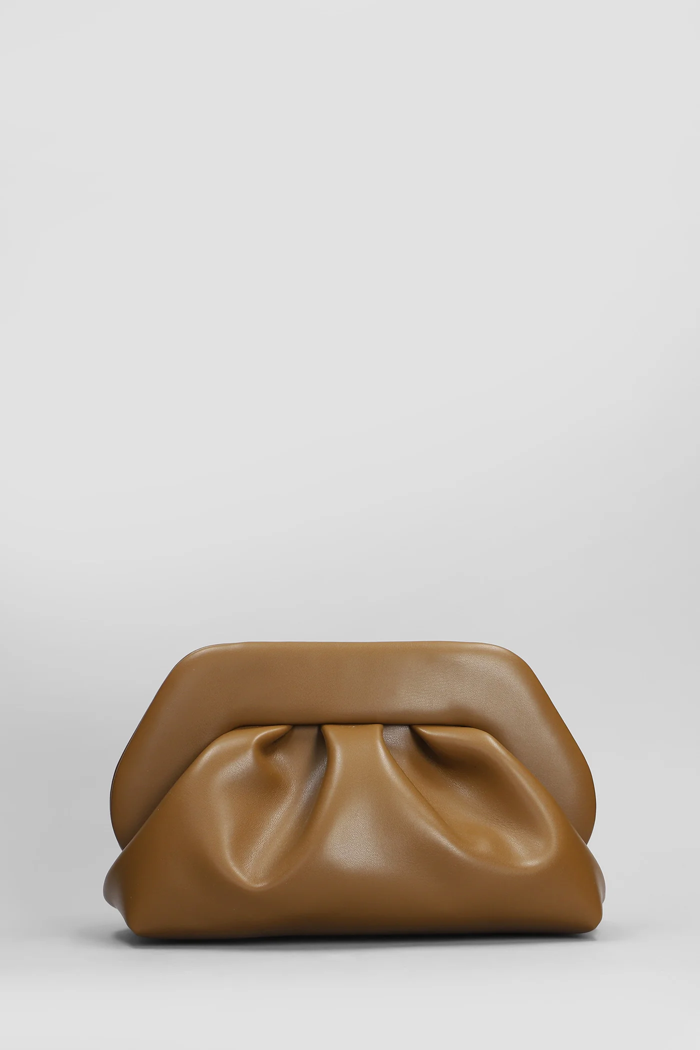 Tia Vegan Fabric Clutch in Camel faux leather - Image 3