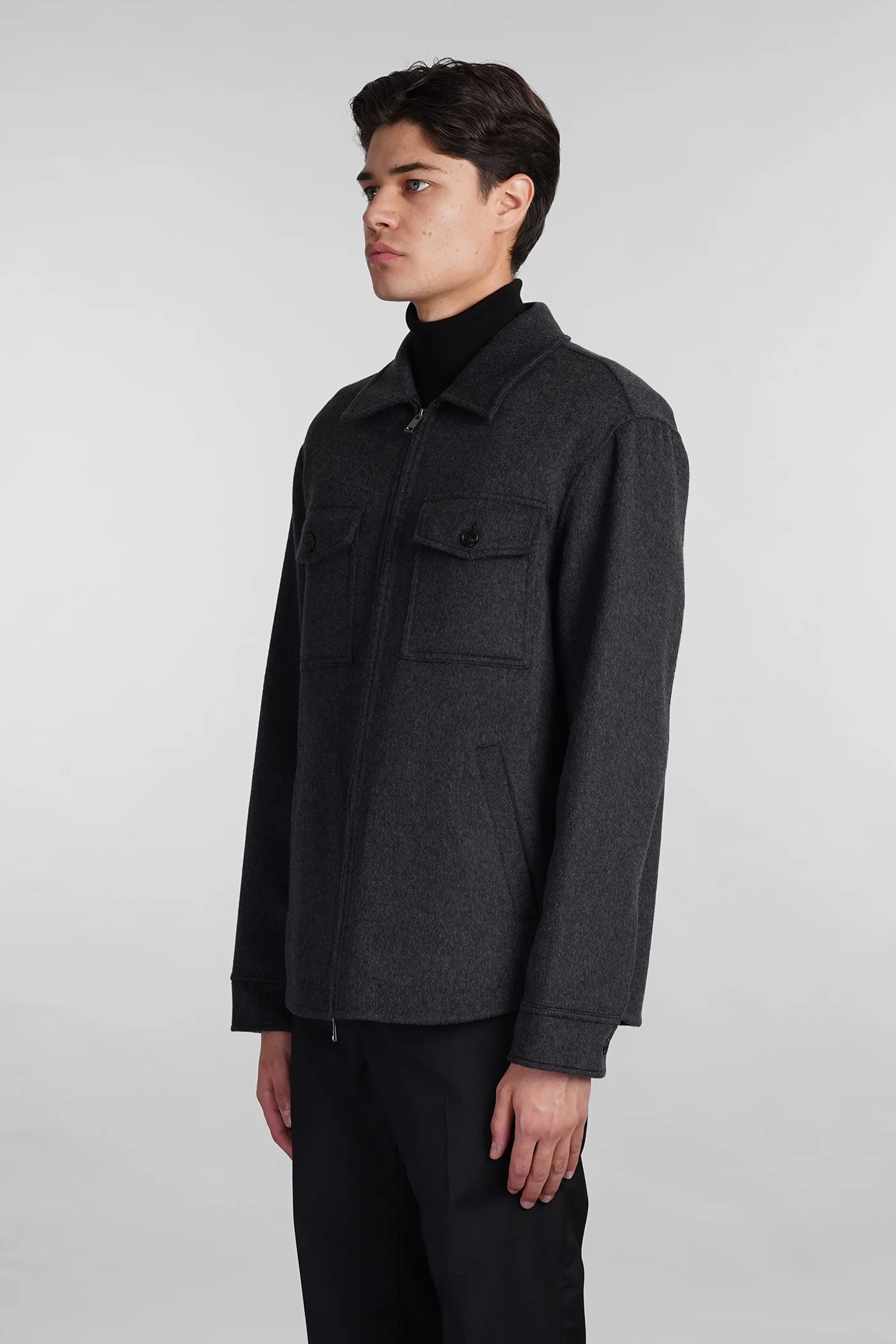Casual jacket in grey wool - Image 4