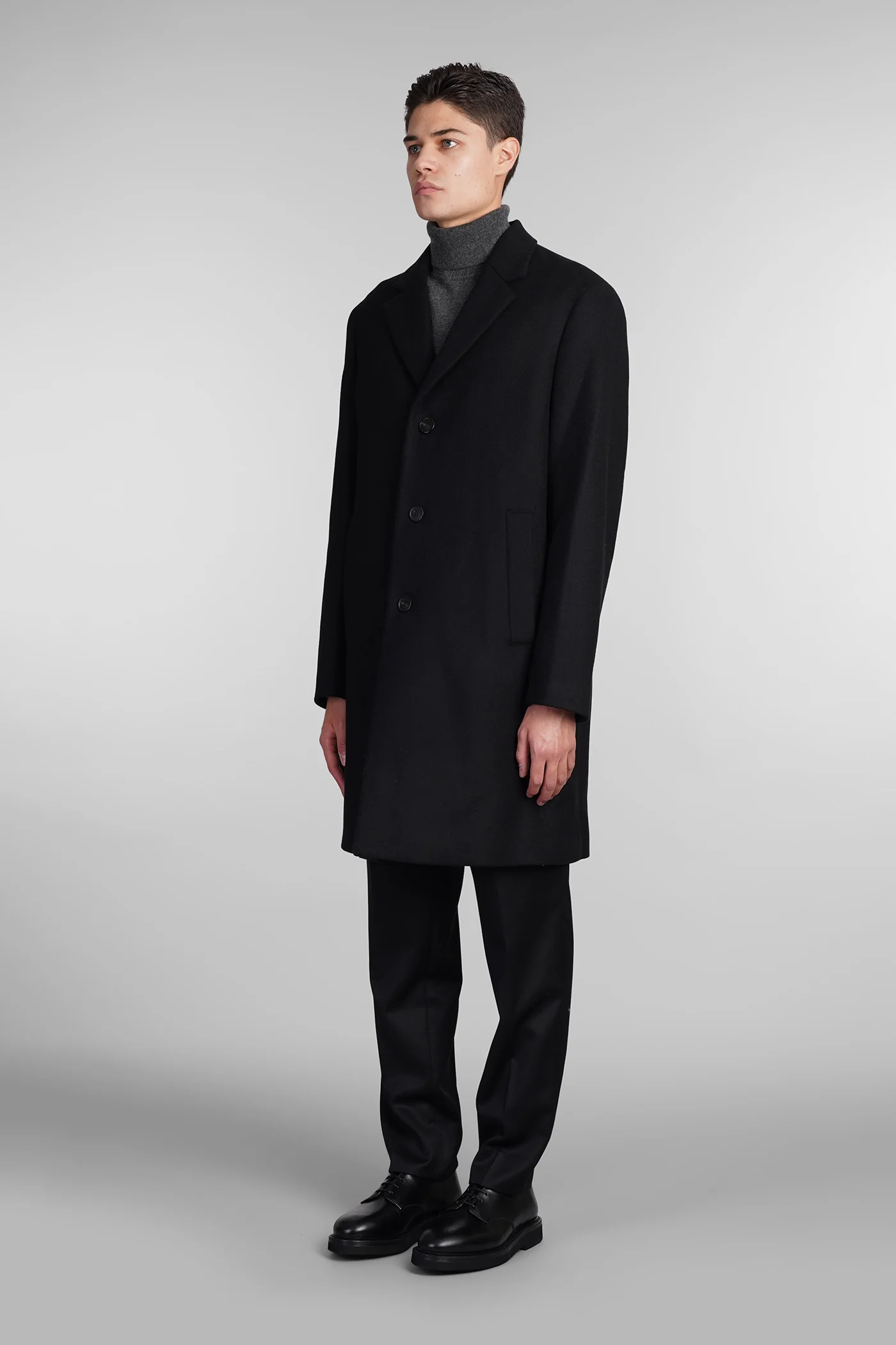 Coat melton Coat in black wool - Image 4