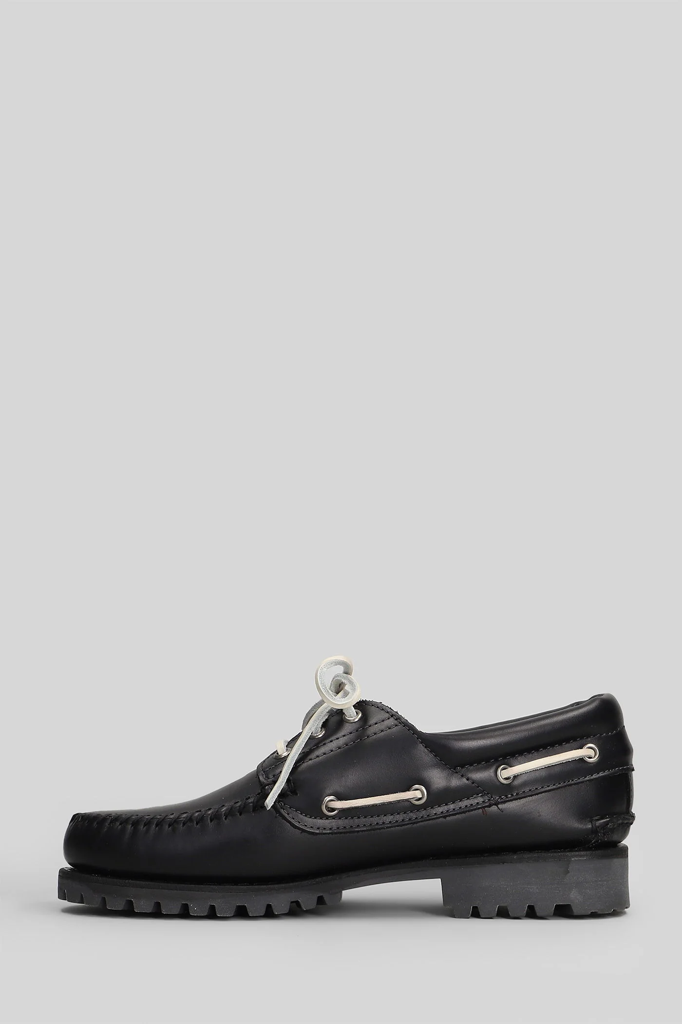 Authentic Boat Lace up shoes in black leather - Image 3