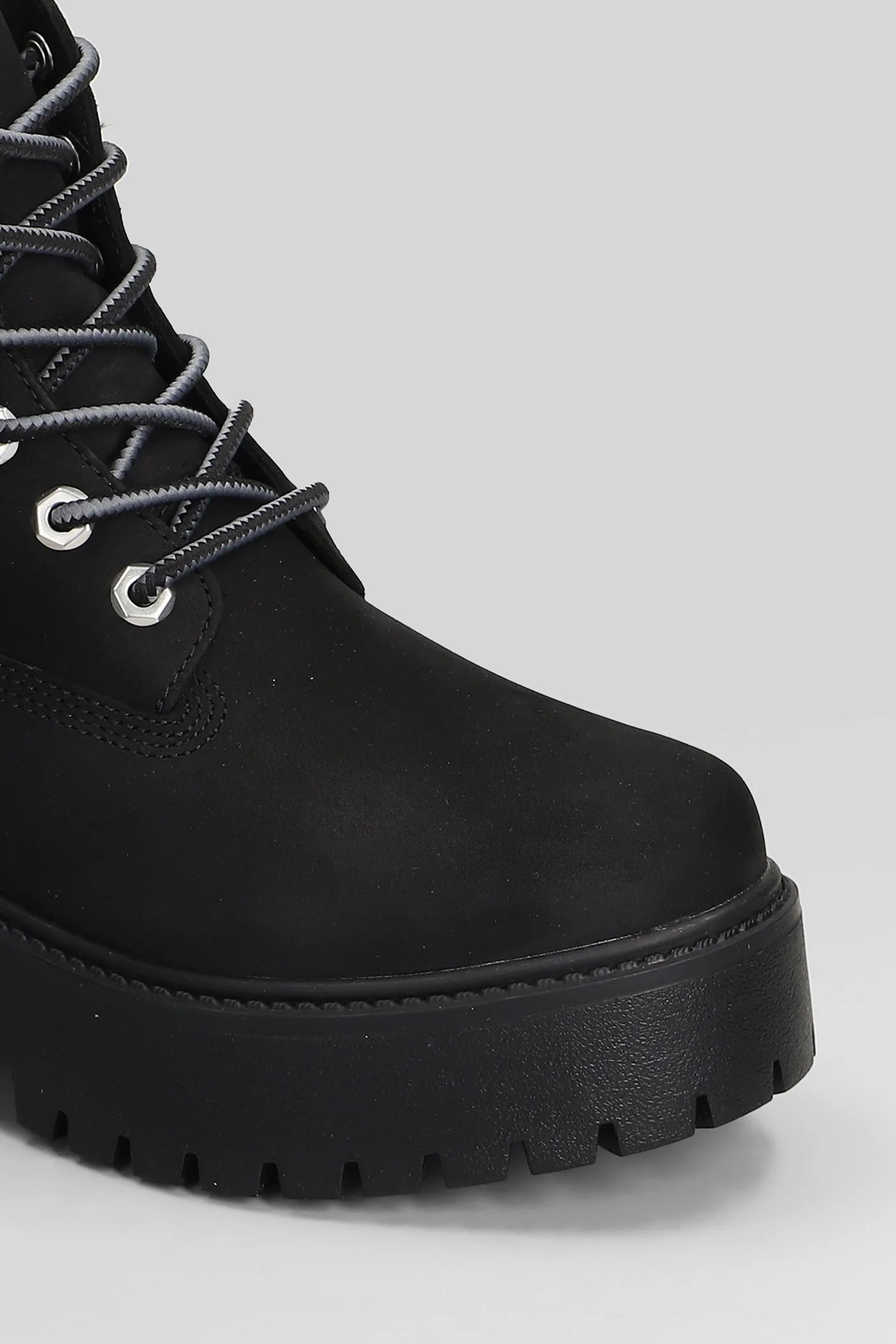 Stone Street In Lace Combat boots in black nubuck - Image 5