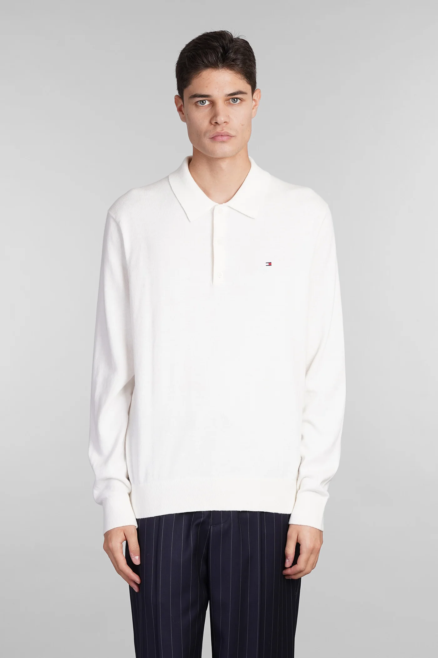 Polo in white cashmere
