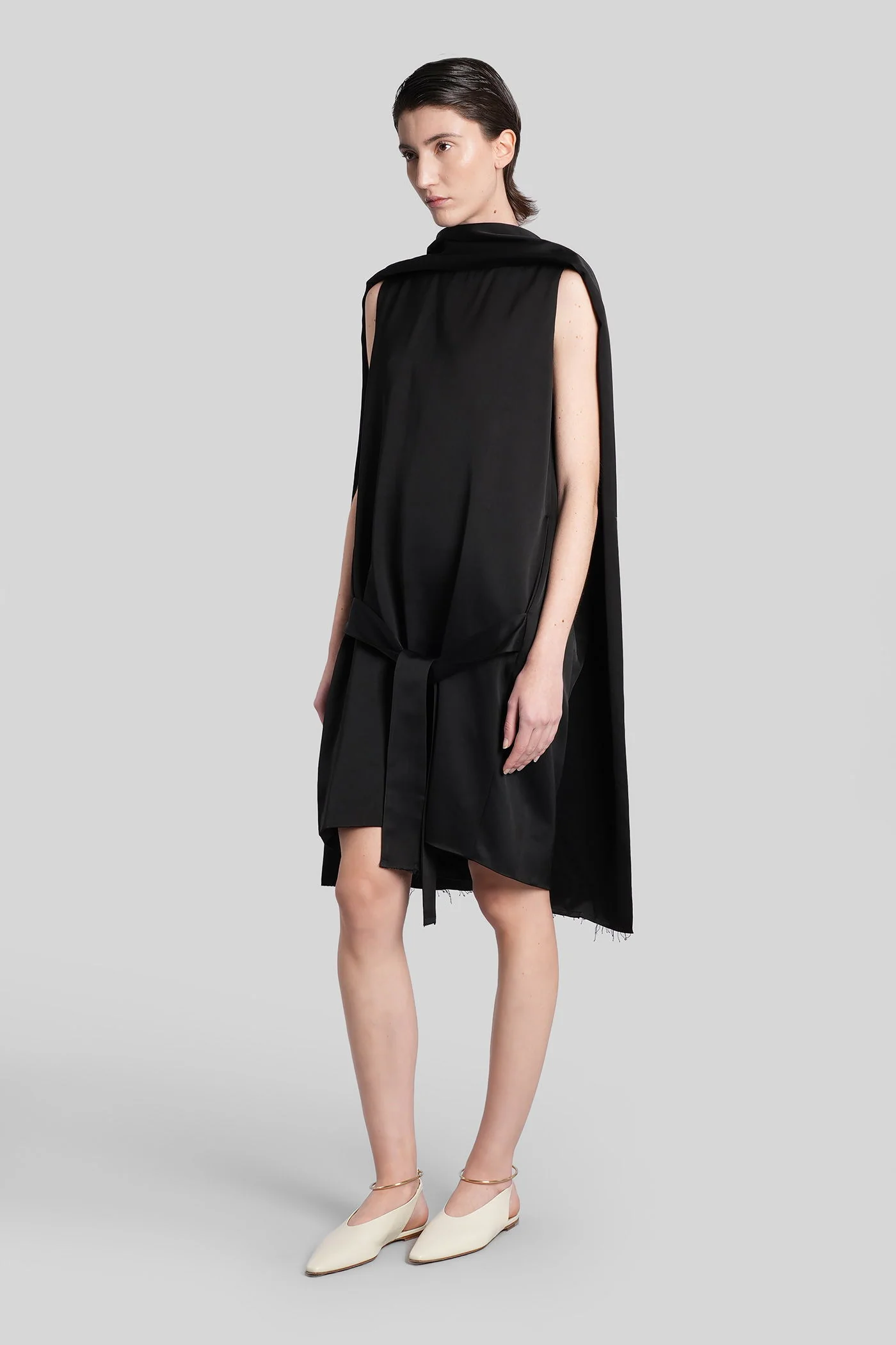 Long dress in black viscose - Image 4