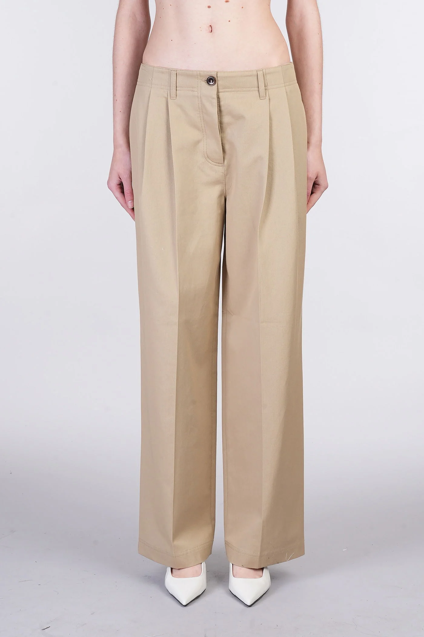 Pants in beige cotton