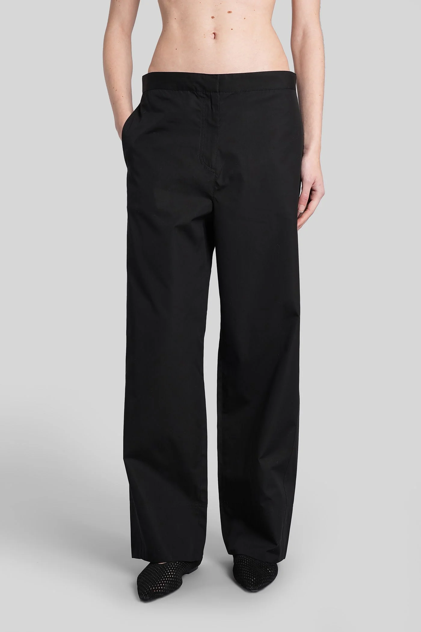 Pants in black cotton