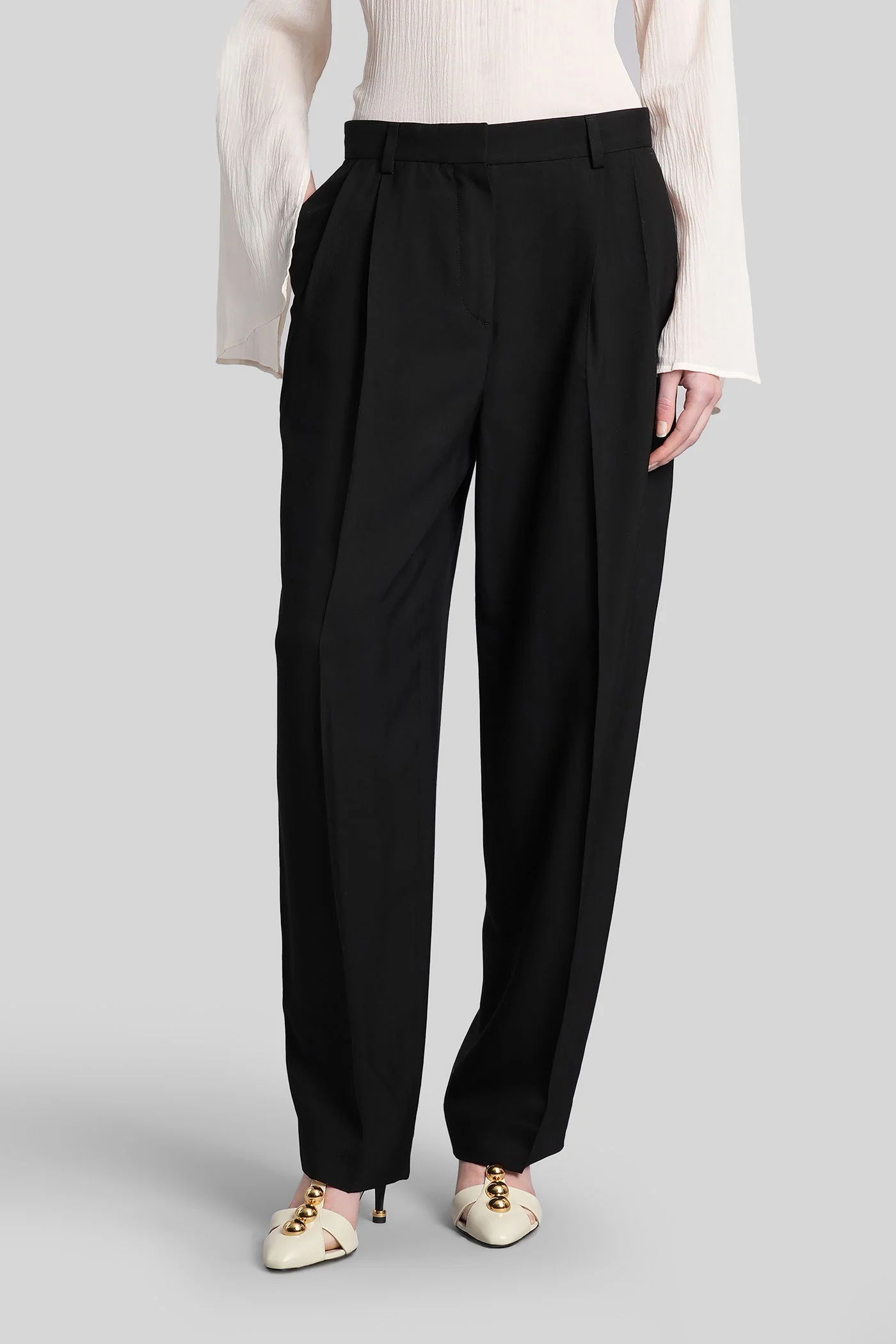 Pants in black viscose