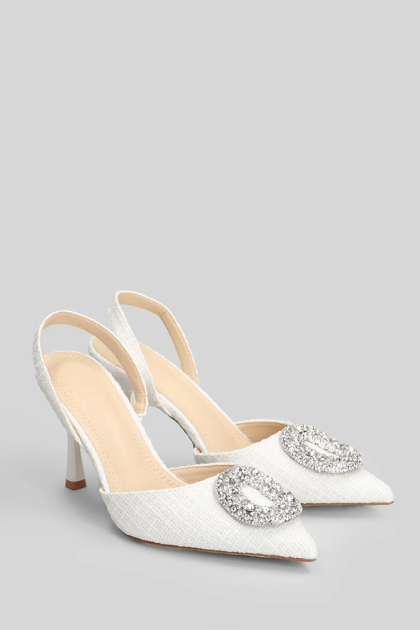Tortuga Pumps in white fabric - Image 2