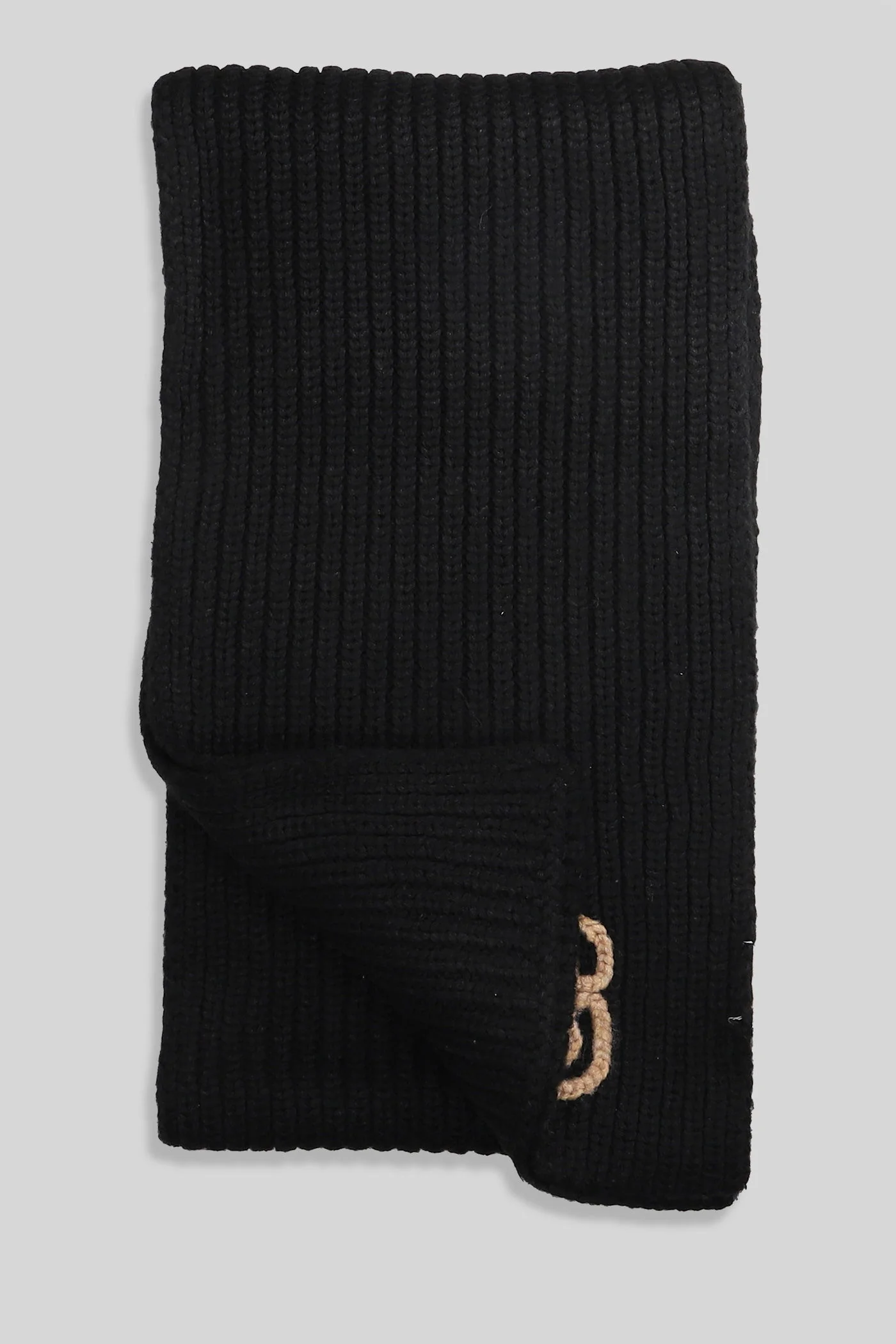 Chunky Crafted Scarf Scarve in black wool - Image 2