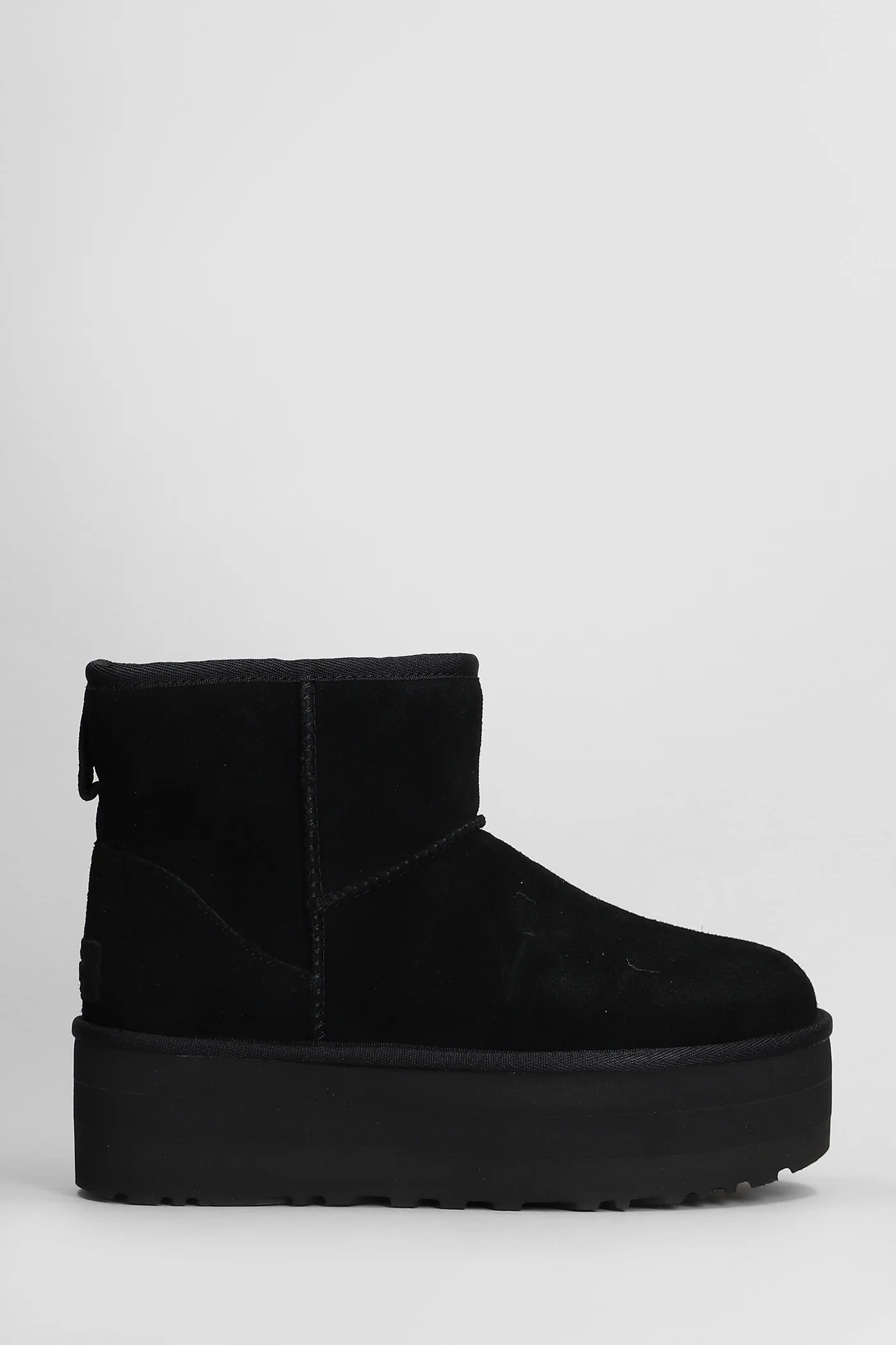 Classic Mini Platfor low heels Ankle boots in black suede