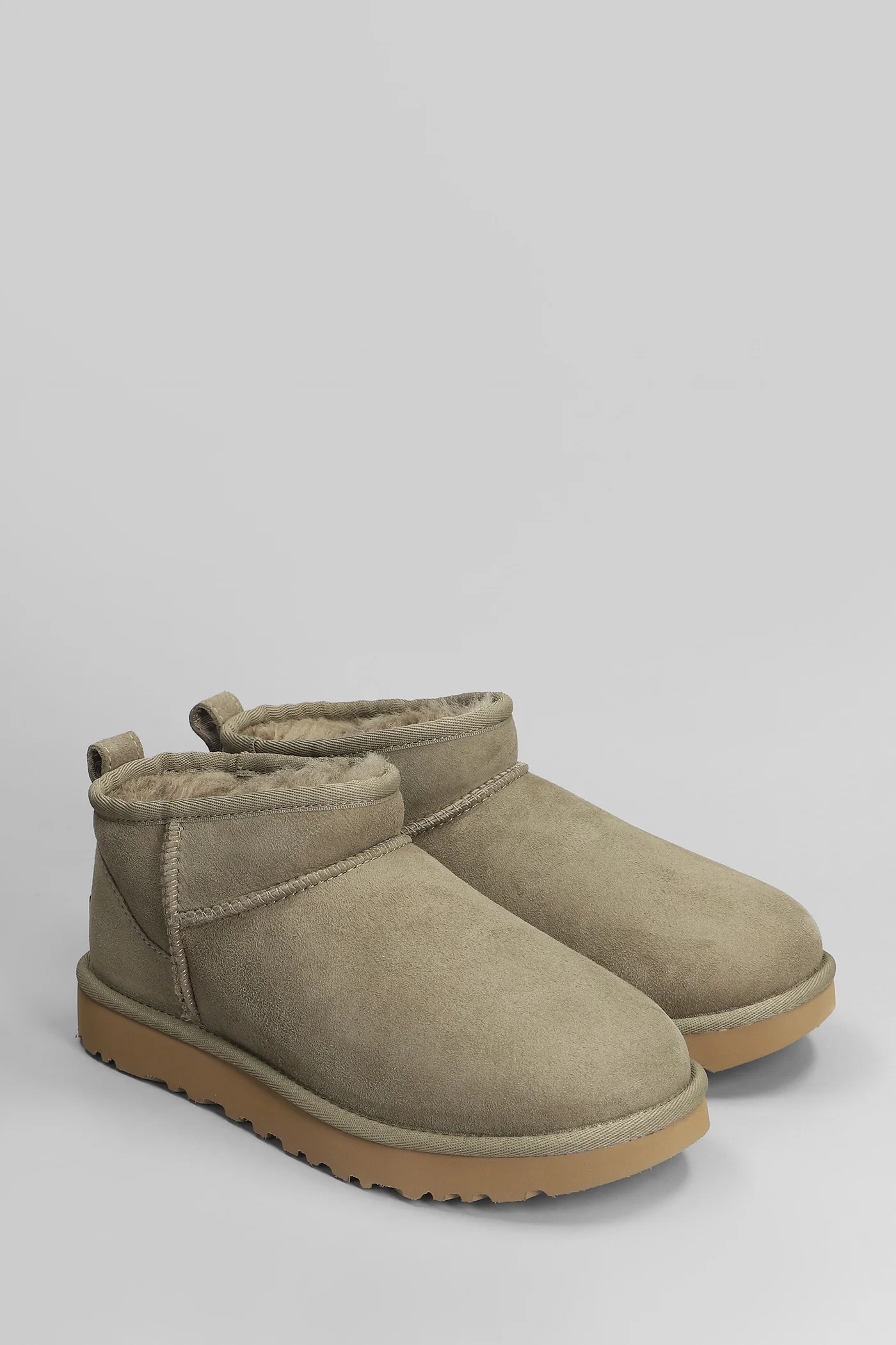 Classic Ultra Mini low heels Ankle boots in green suede - Image 2