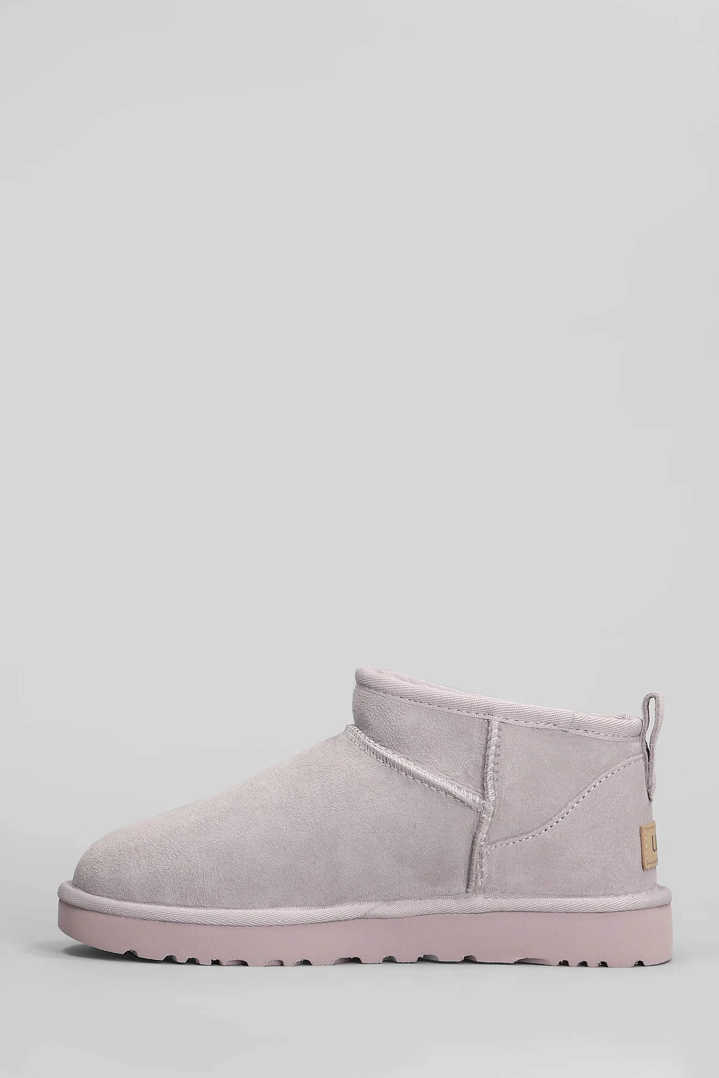 Classic Ultra Mini low heels Ankle boots in Viola suede - Image 3
