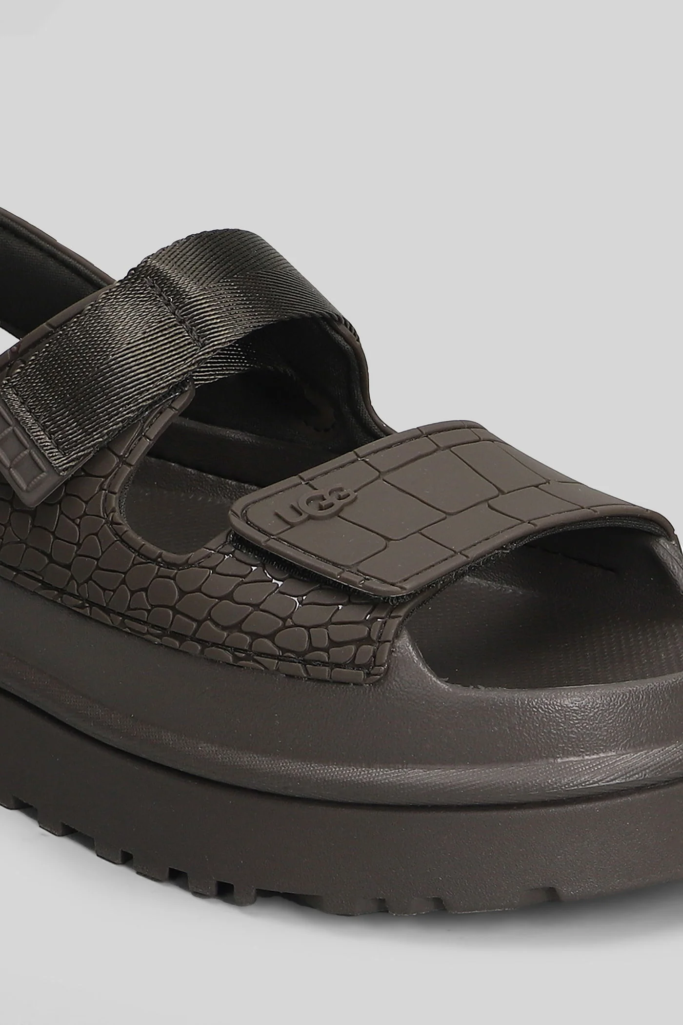Goldenglow Embossed Sandals in brown rubber/plasic - Image 5