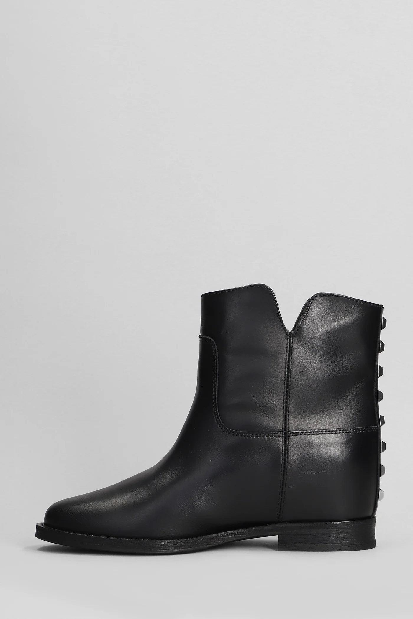 Ankle boots inside wedge in black leather - Image 3