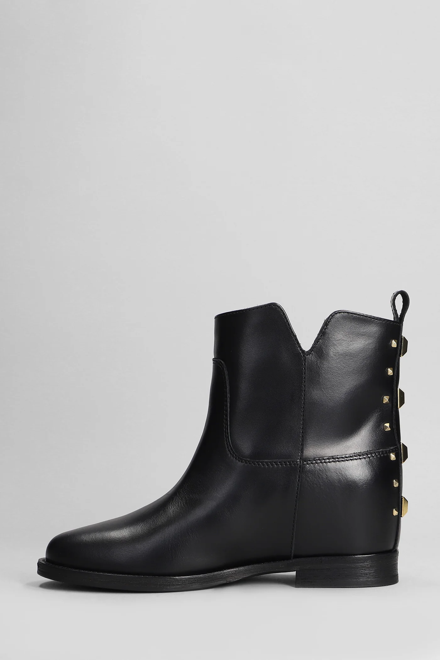Ankle boots inside wedge in black leather - Image 3