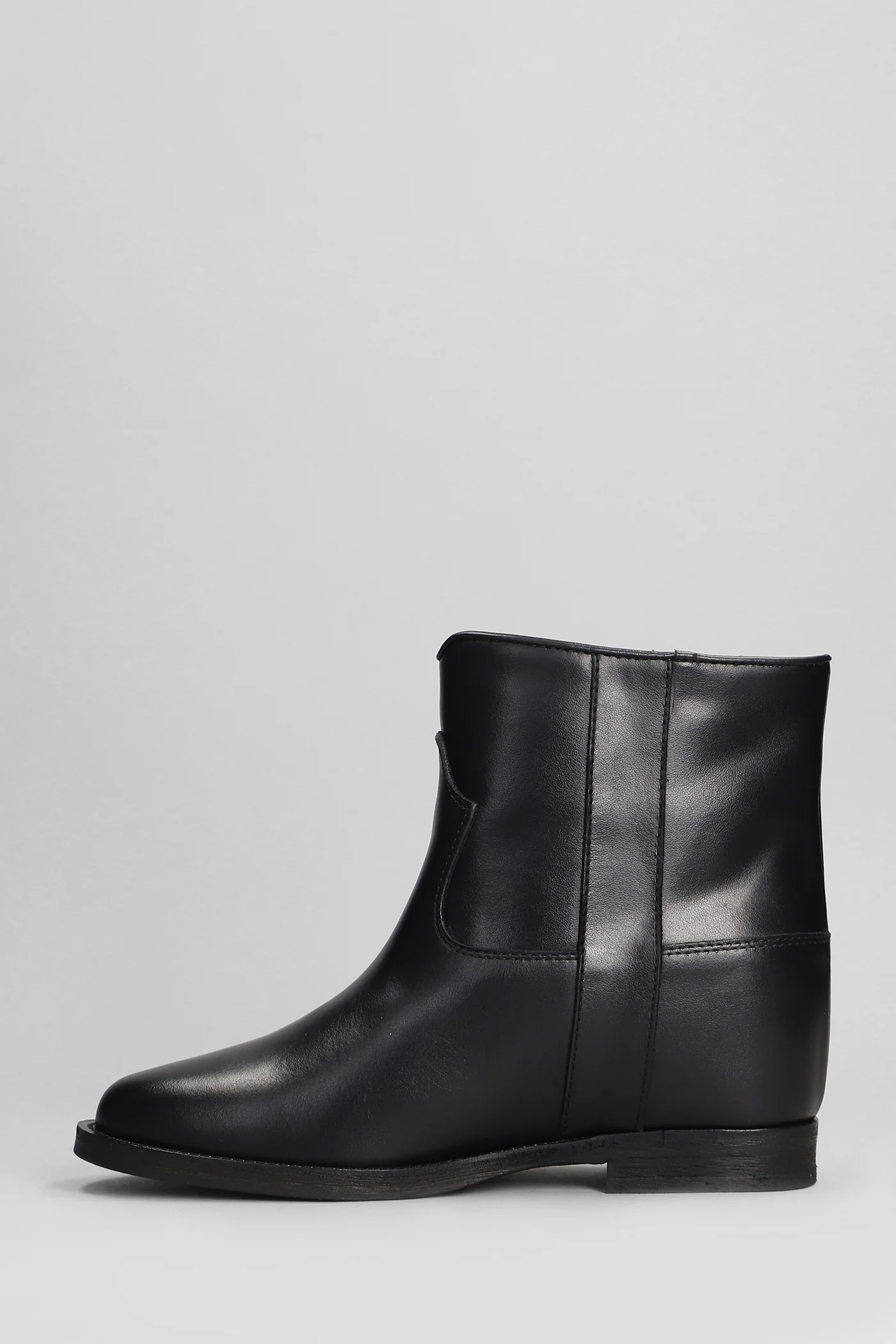 Ankle boots inside wedge in black leather - Image 3