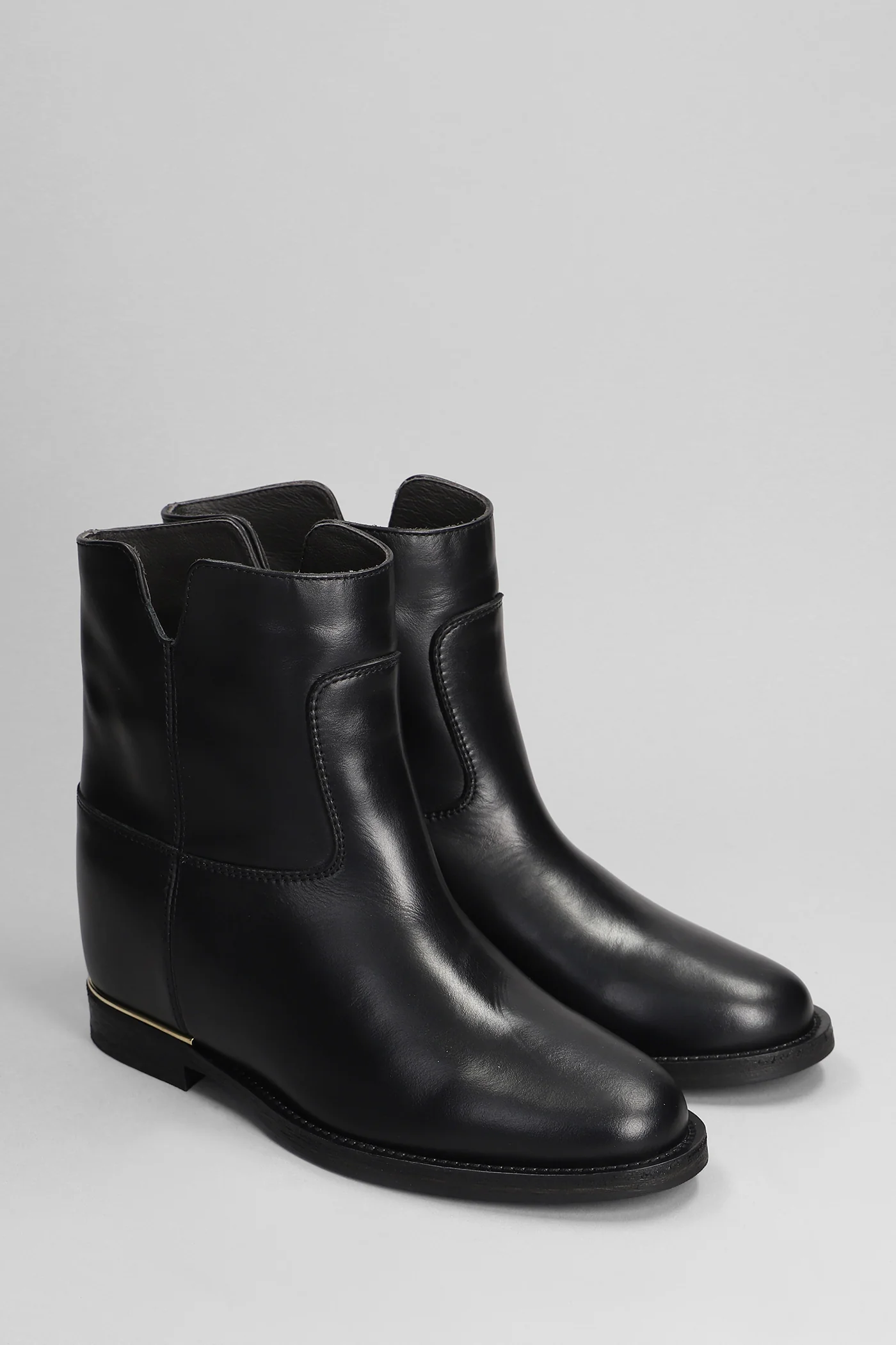 Ankle boots inside wedge in black leather - Image 2