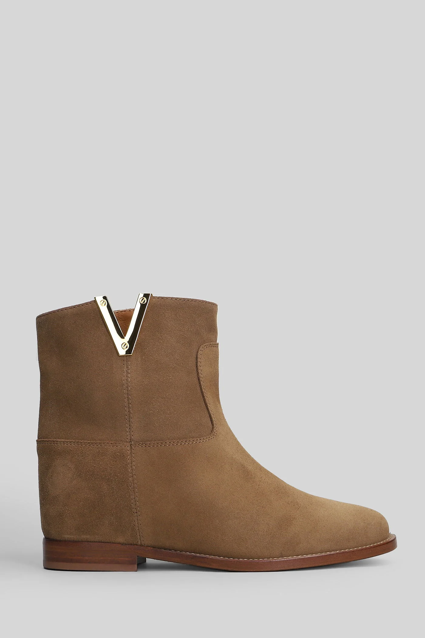 Ankle boots inside wedge in Camel suede
