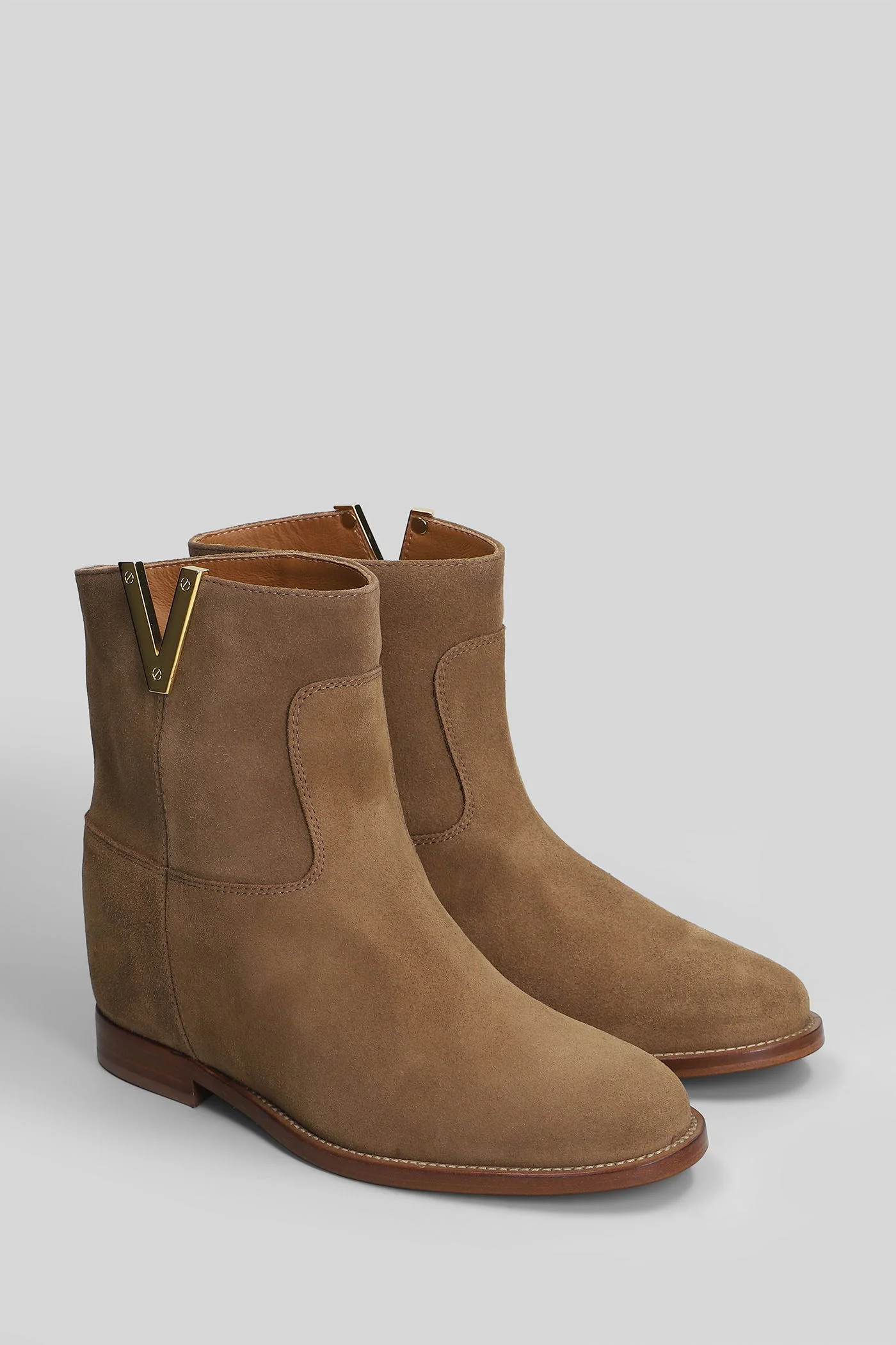Ankle boots inside wedge in Camel suede - Image 2