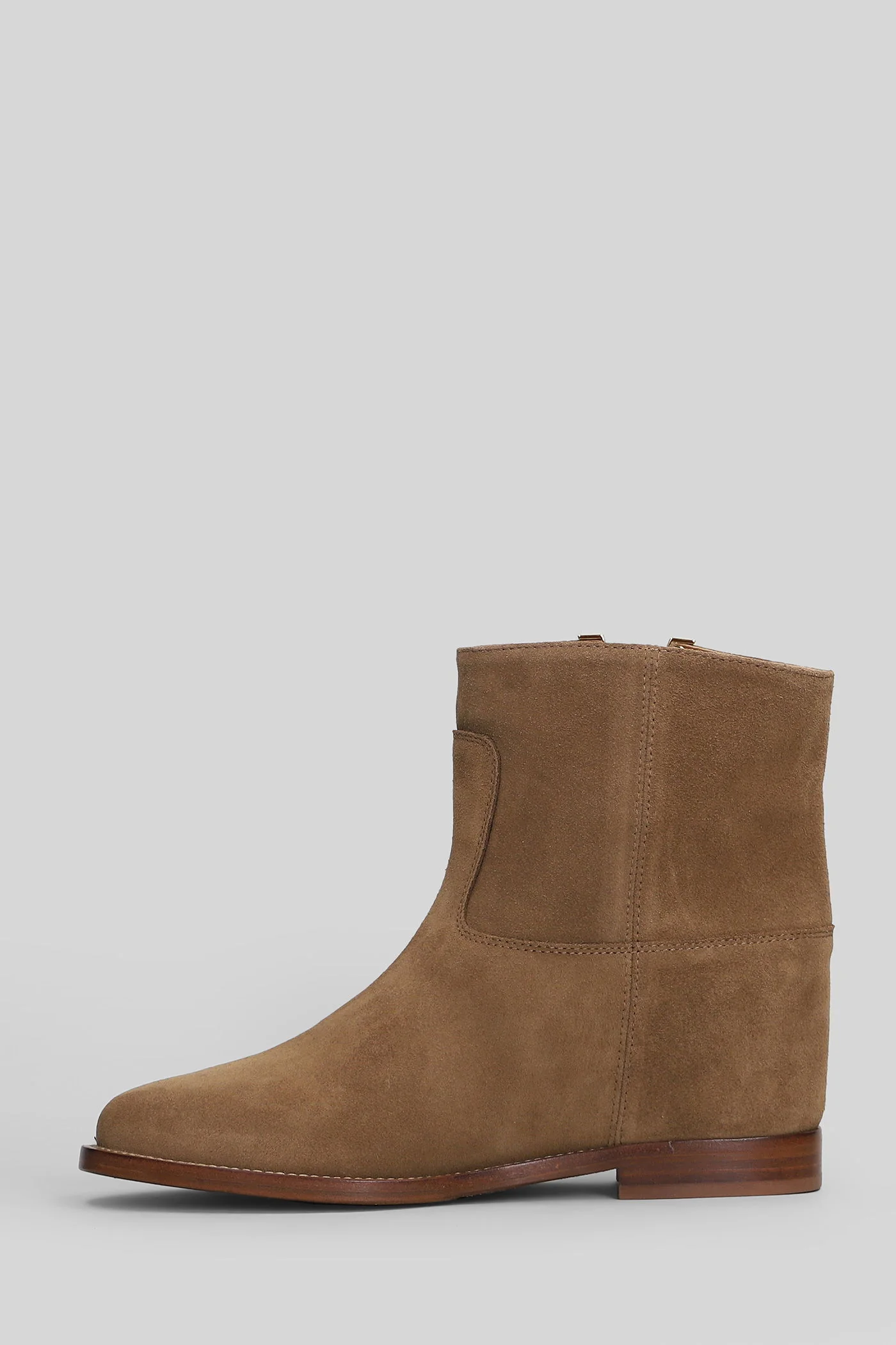 Ankle boots inside wedge in Camel suede - Image 3