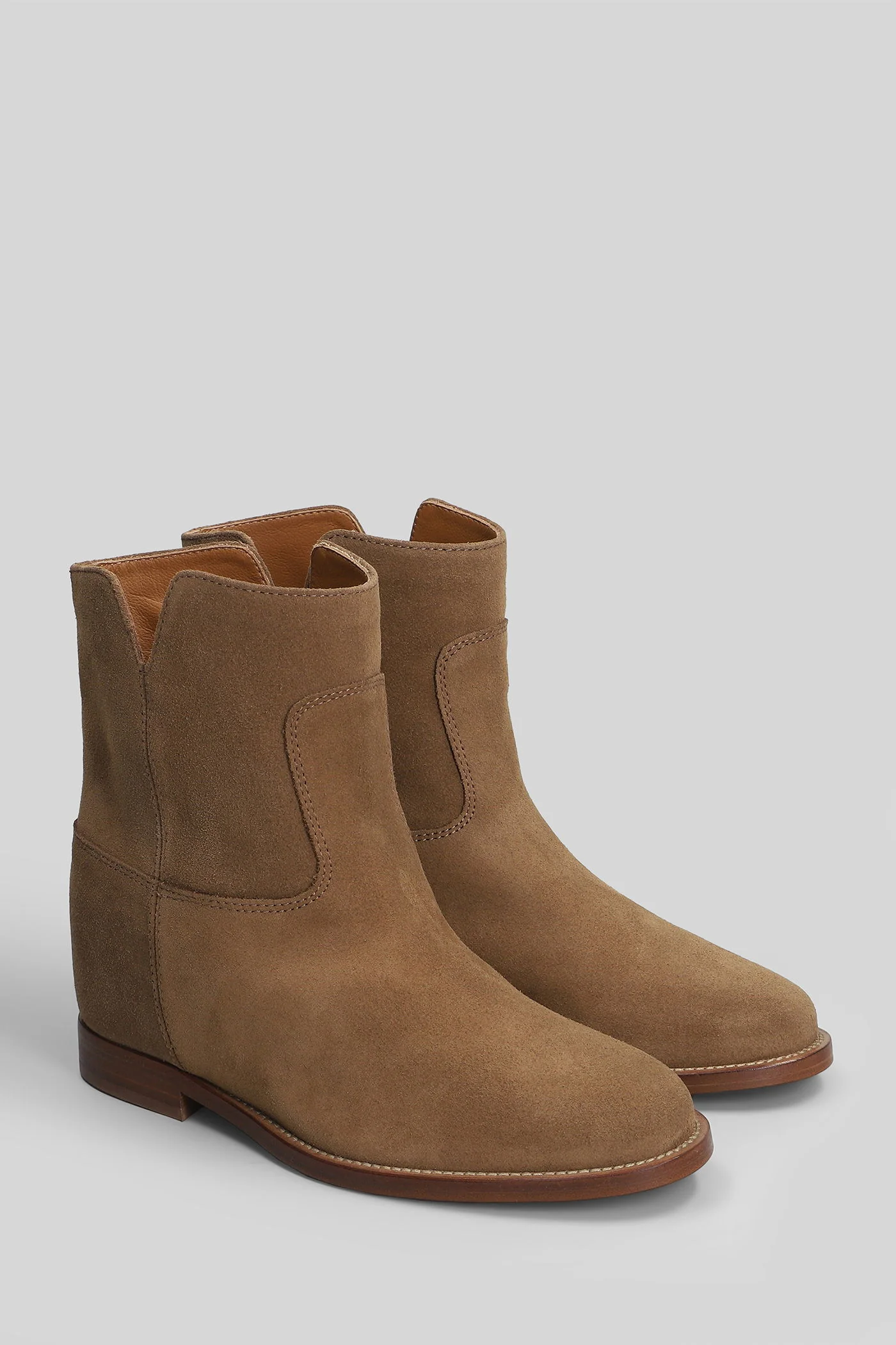 Ankle boots inside wedge in Camel suede - Image 2
