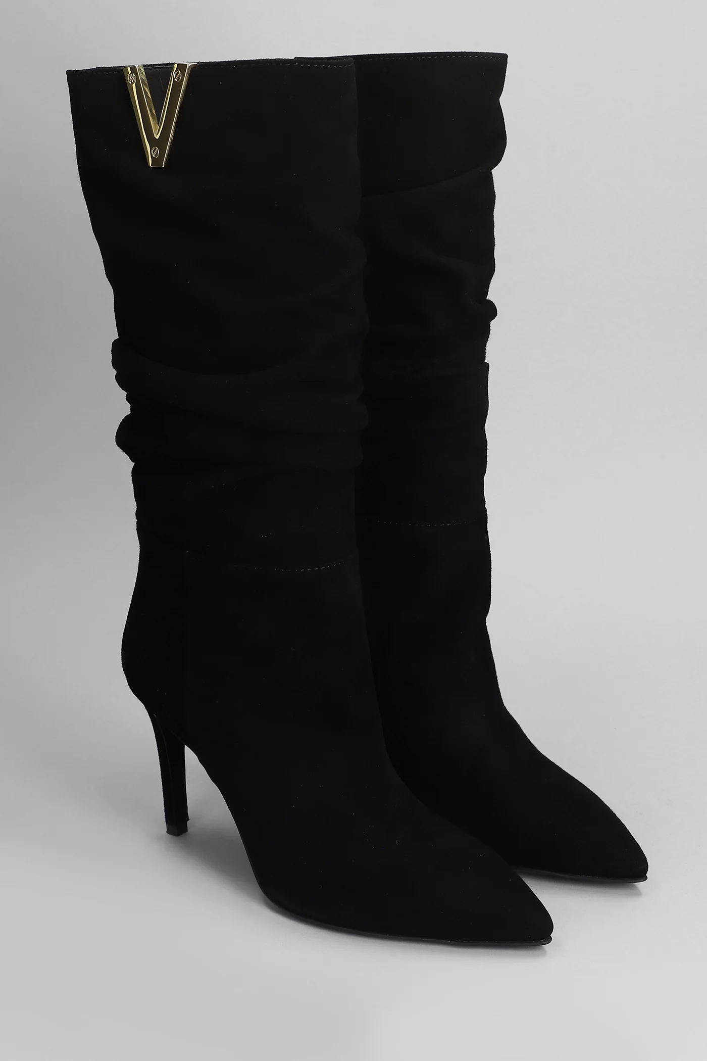 High heels boots in black suede - Image 2
