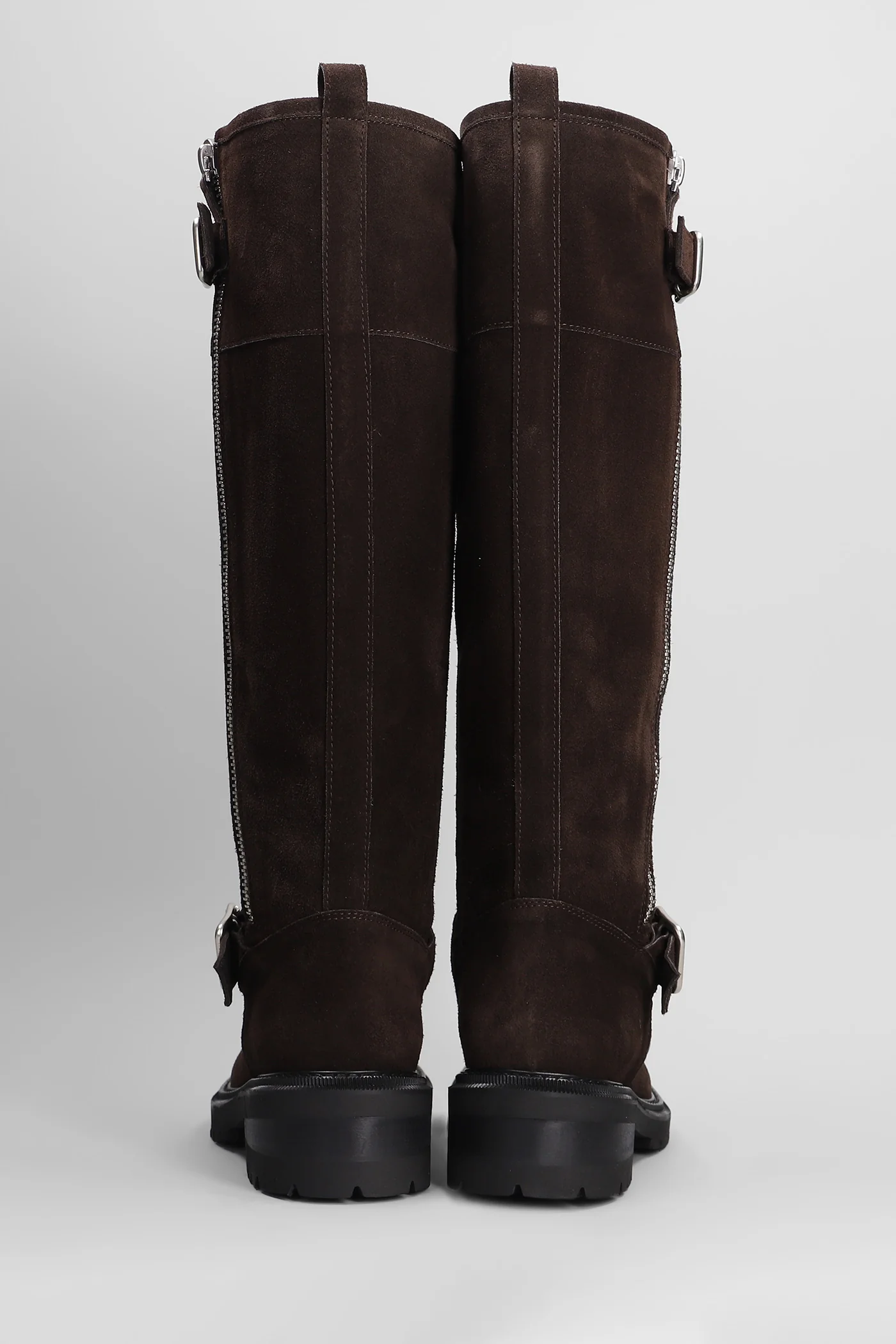 low heels boots in dark brown suede - Image 4