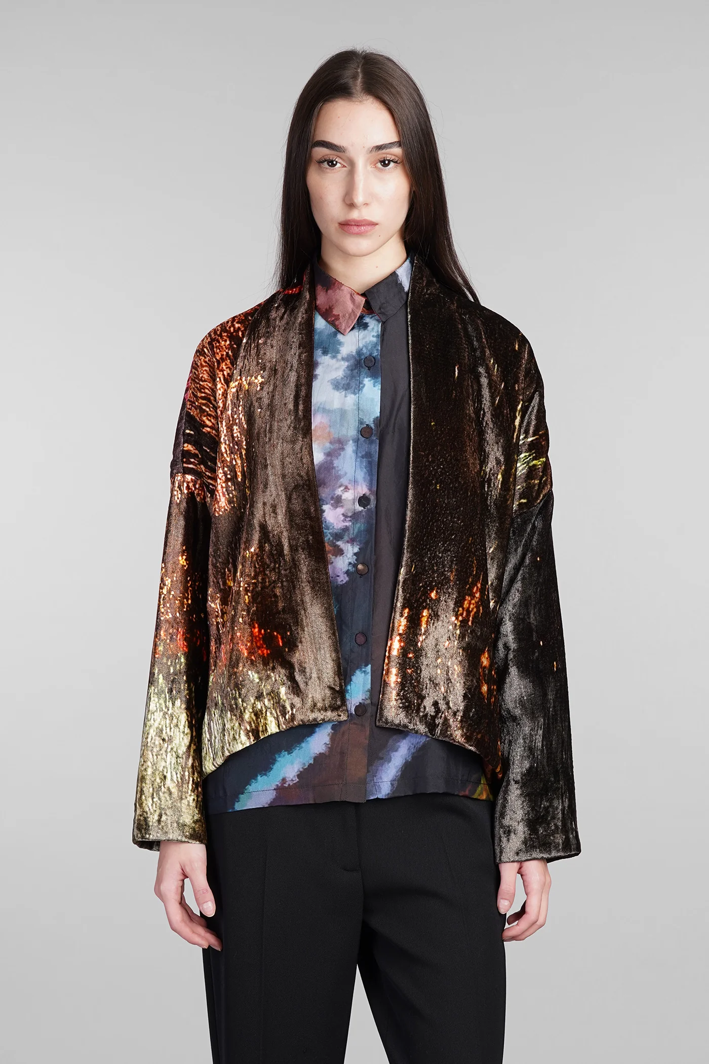 Casual jacket in multicolor silk
