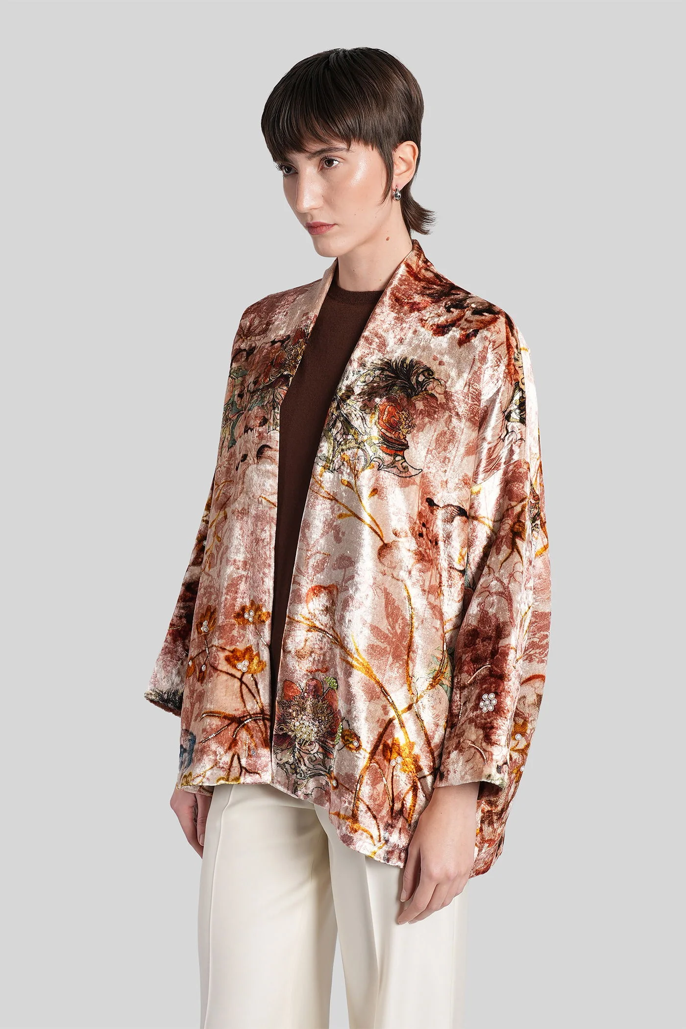 Casual jacket in rose-pink velvet - Image 4