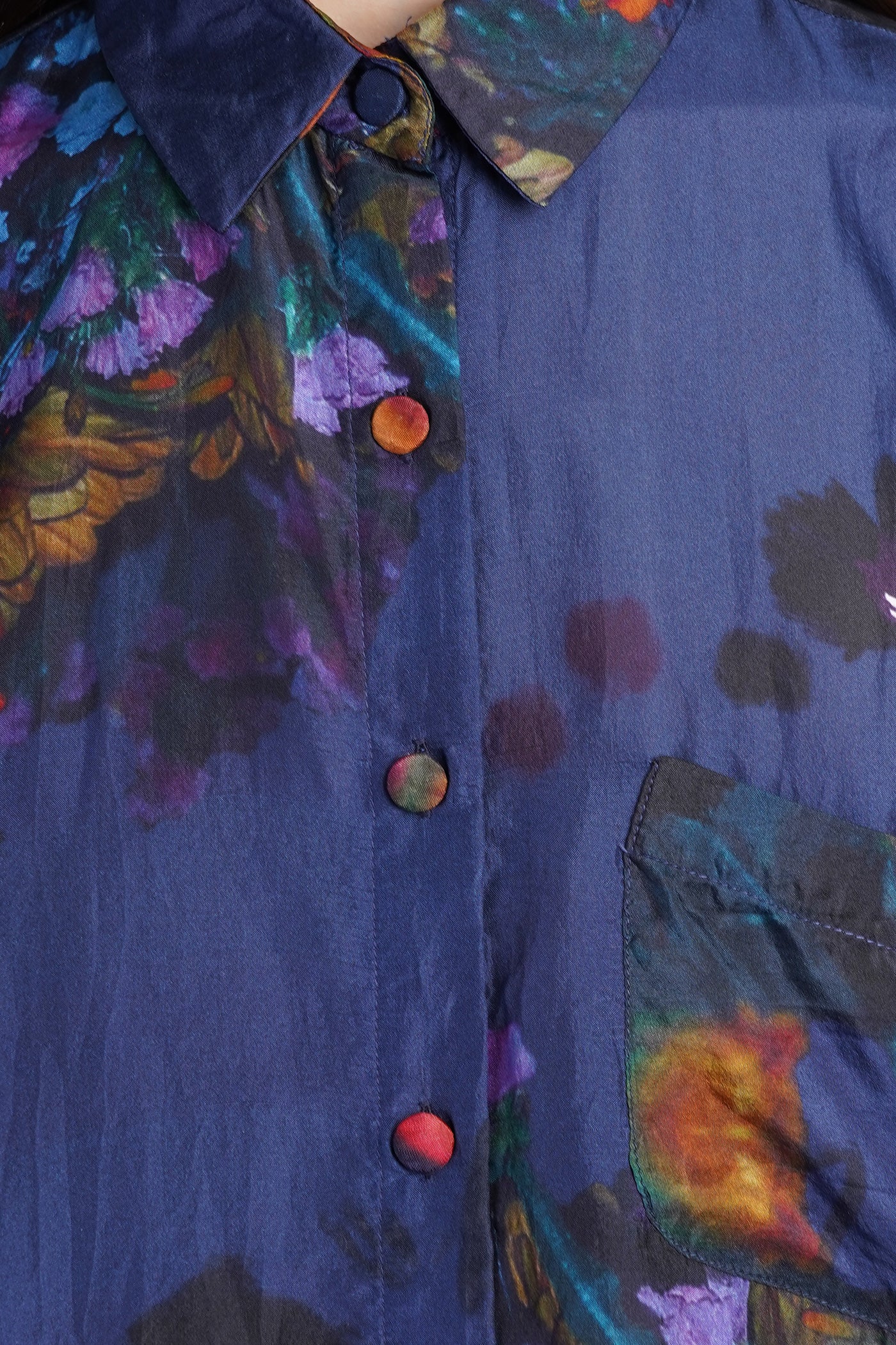 Shirt in blue silk - Image 5