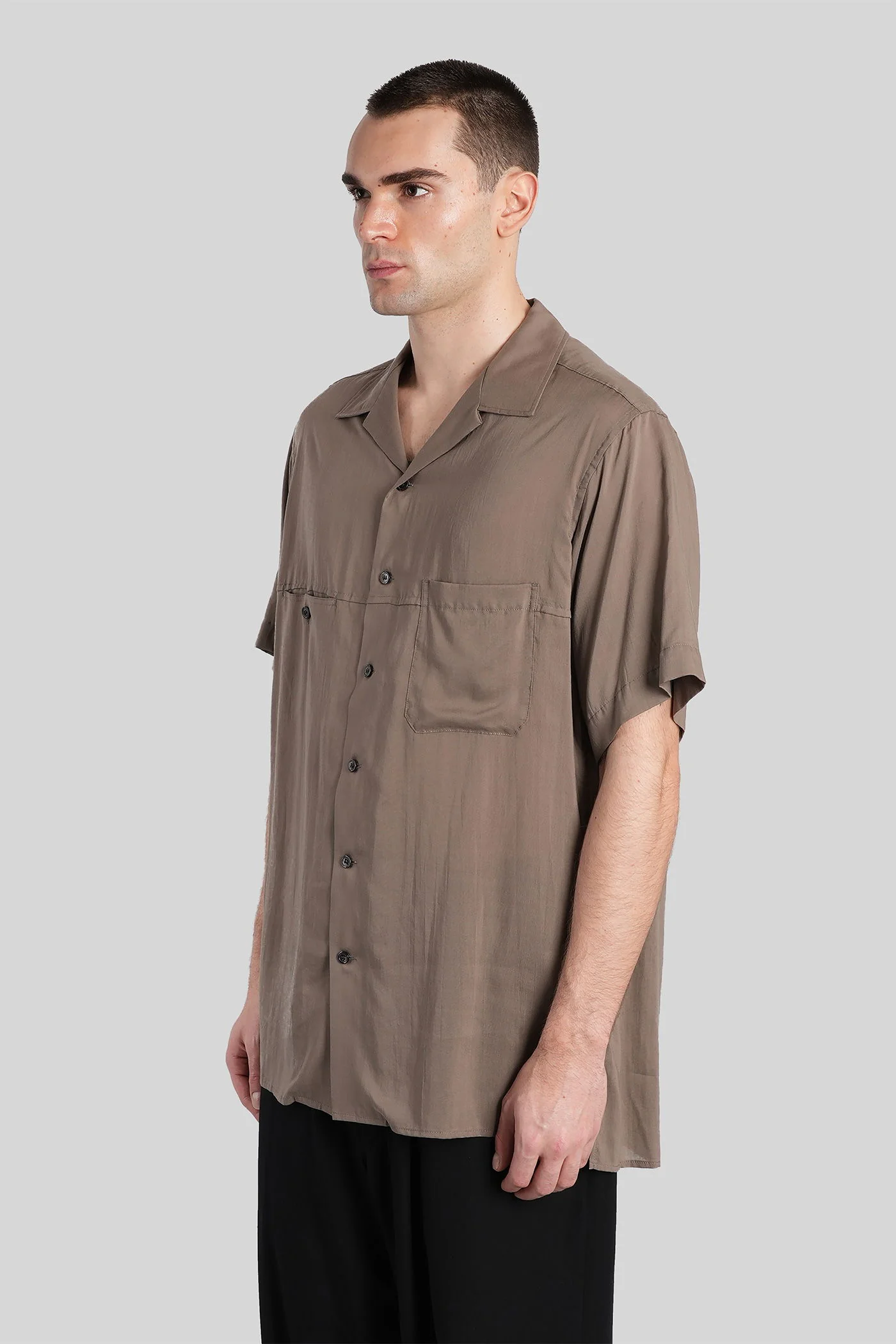Shirt in taupe Cellulose - Image 4